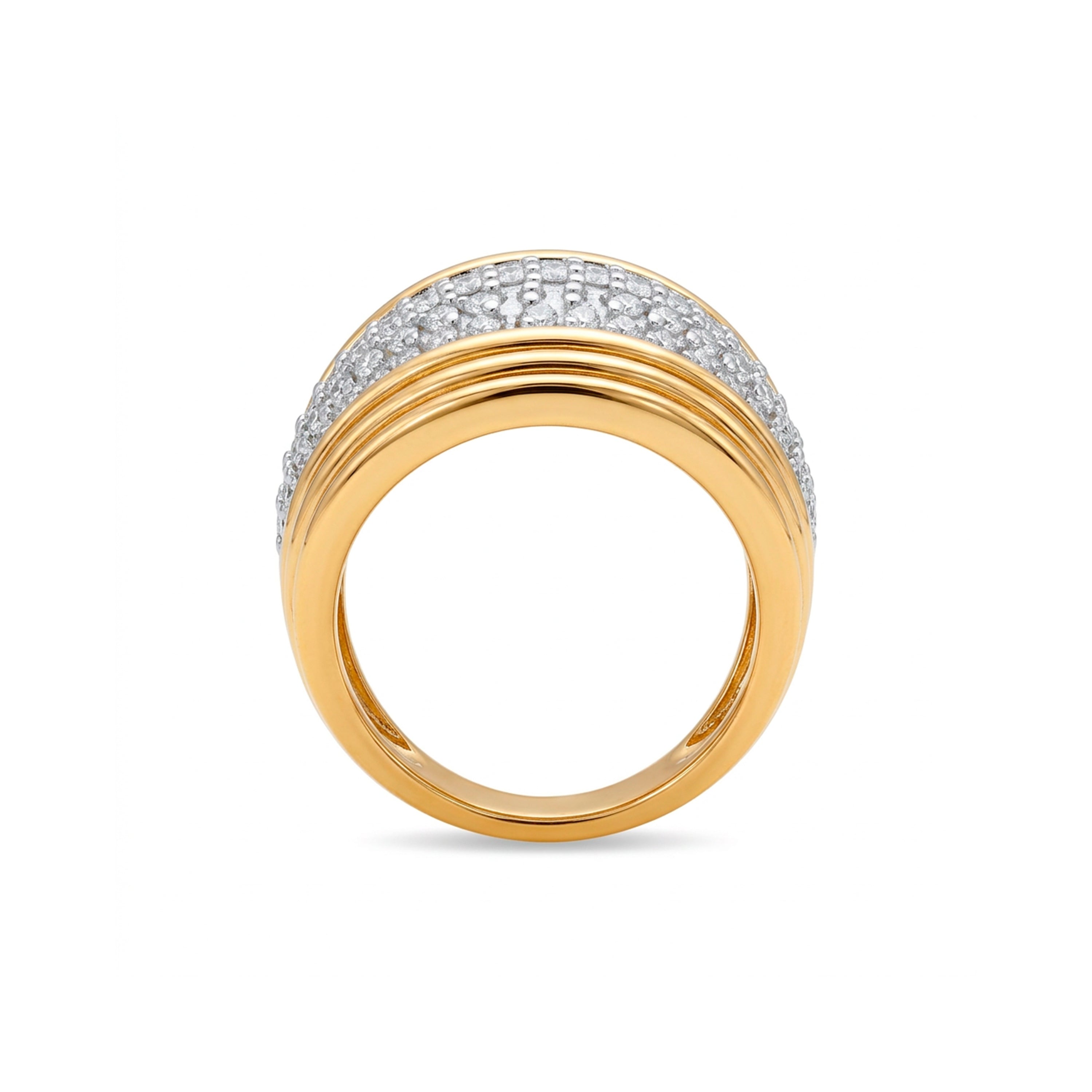 18k Yellow Gold-Plated Dazzling Zirconia Ring - Lilfu