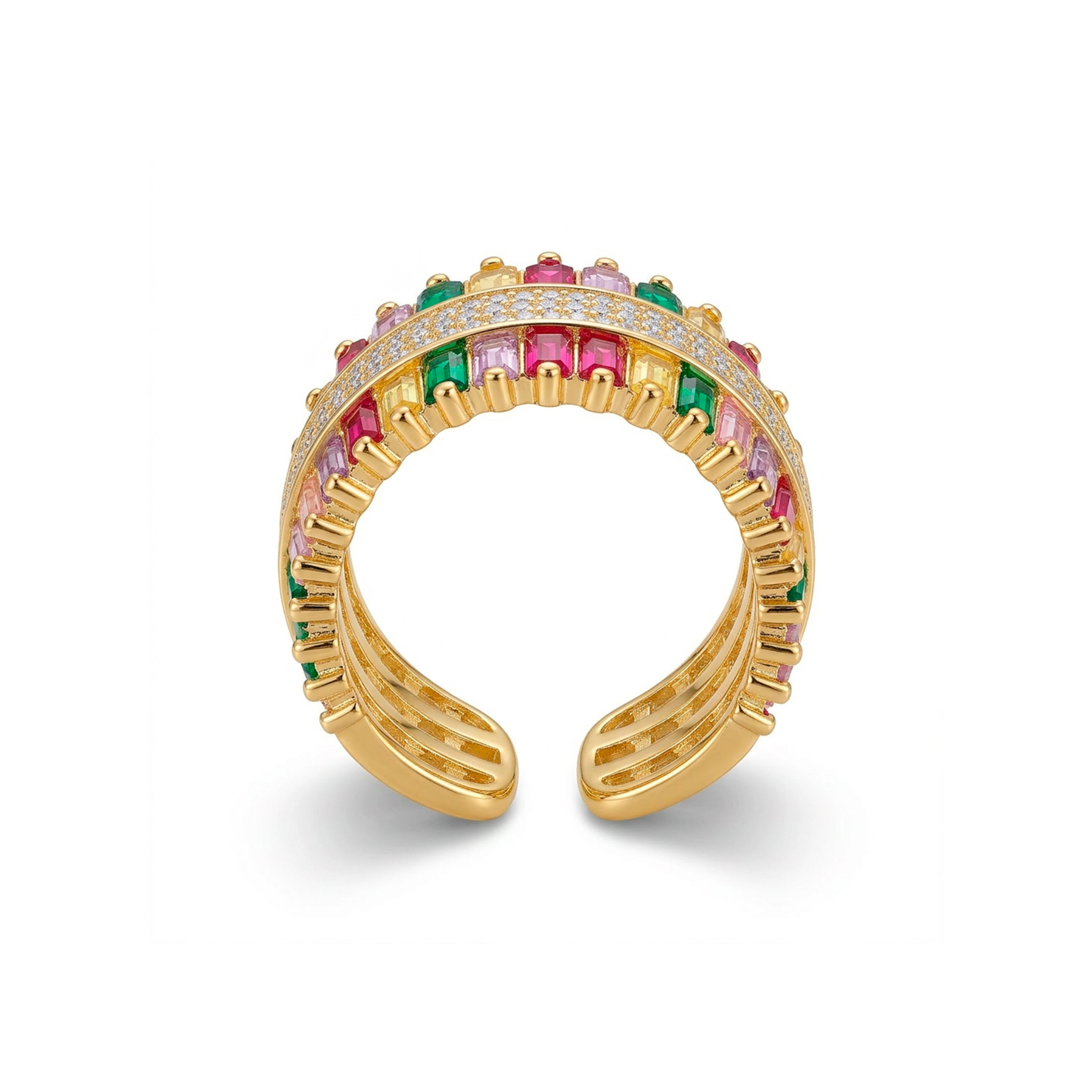 18k Yellow Gold Finish Multicolor Zircon Ring - Maku
