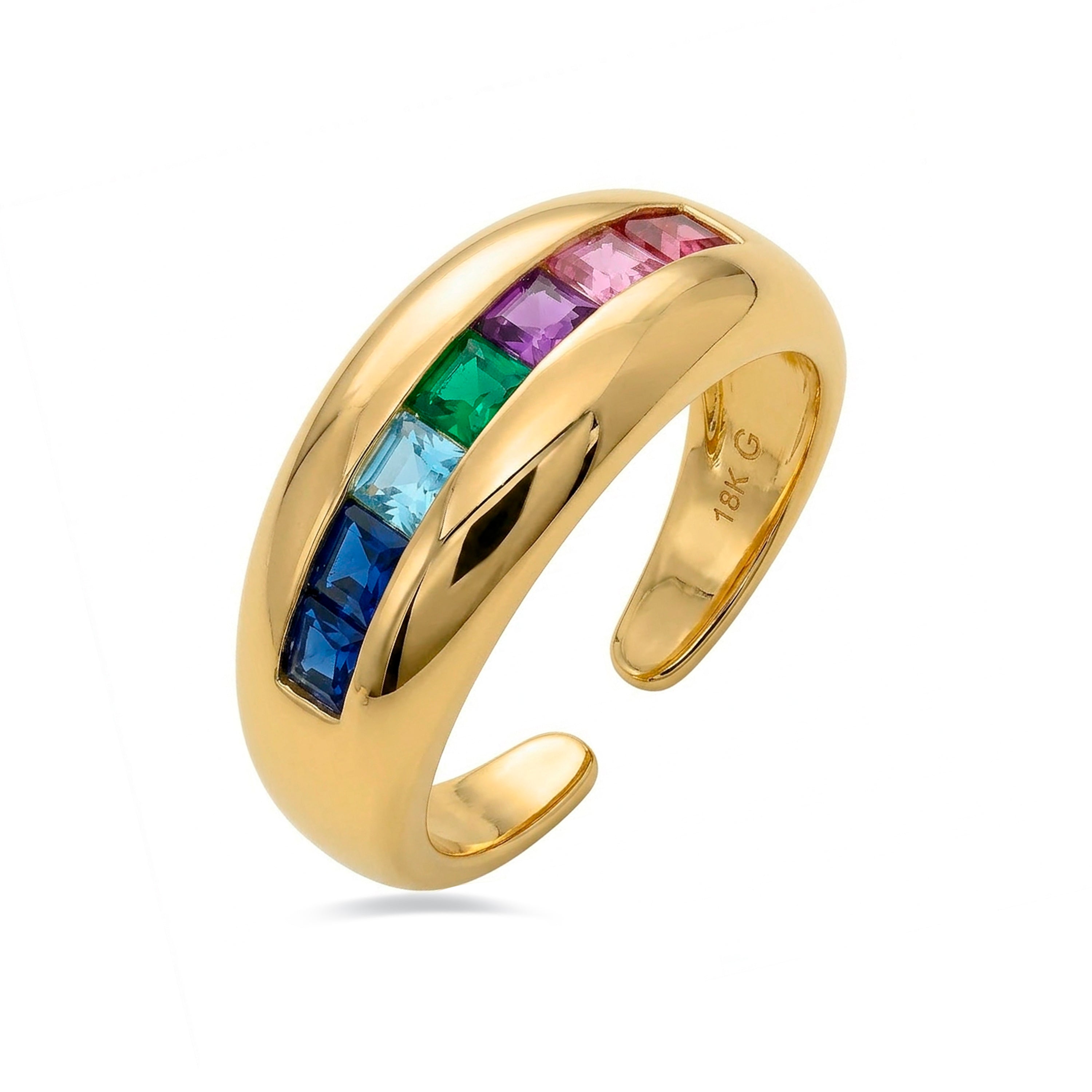 18k Yellow Gold Finish Multicolor Zirconia Ring - Desia
