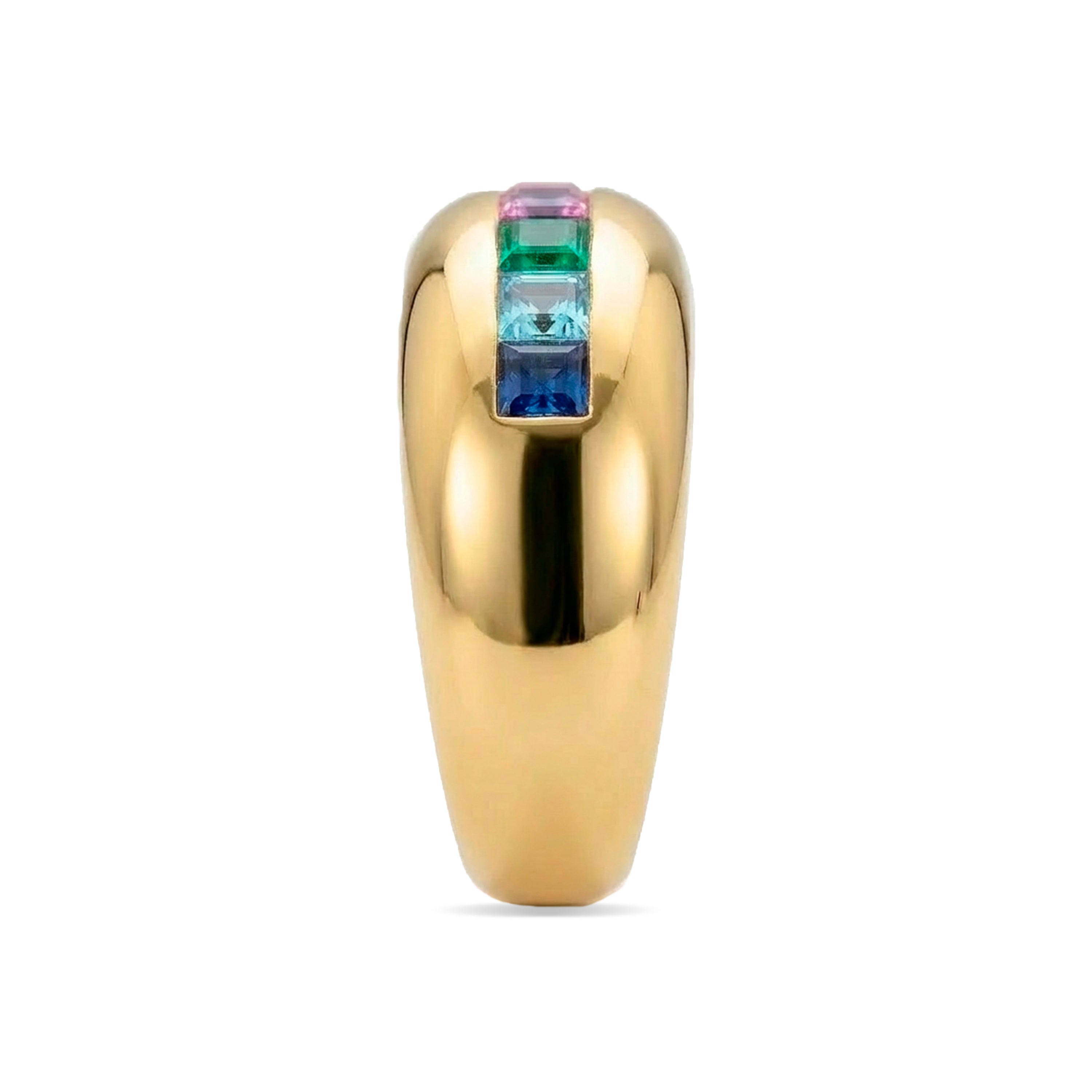 18k Yellow Gold Finish Multicolor Zirconia Ring - Desia