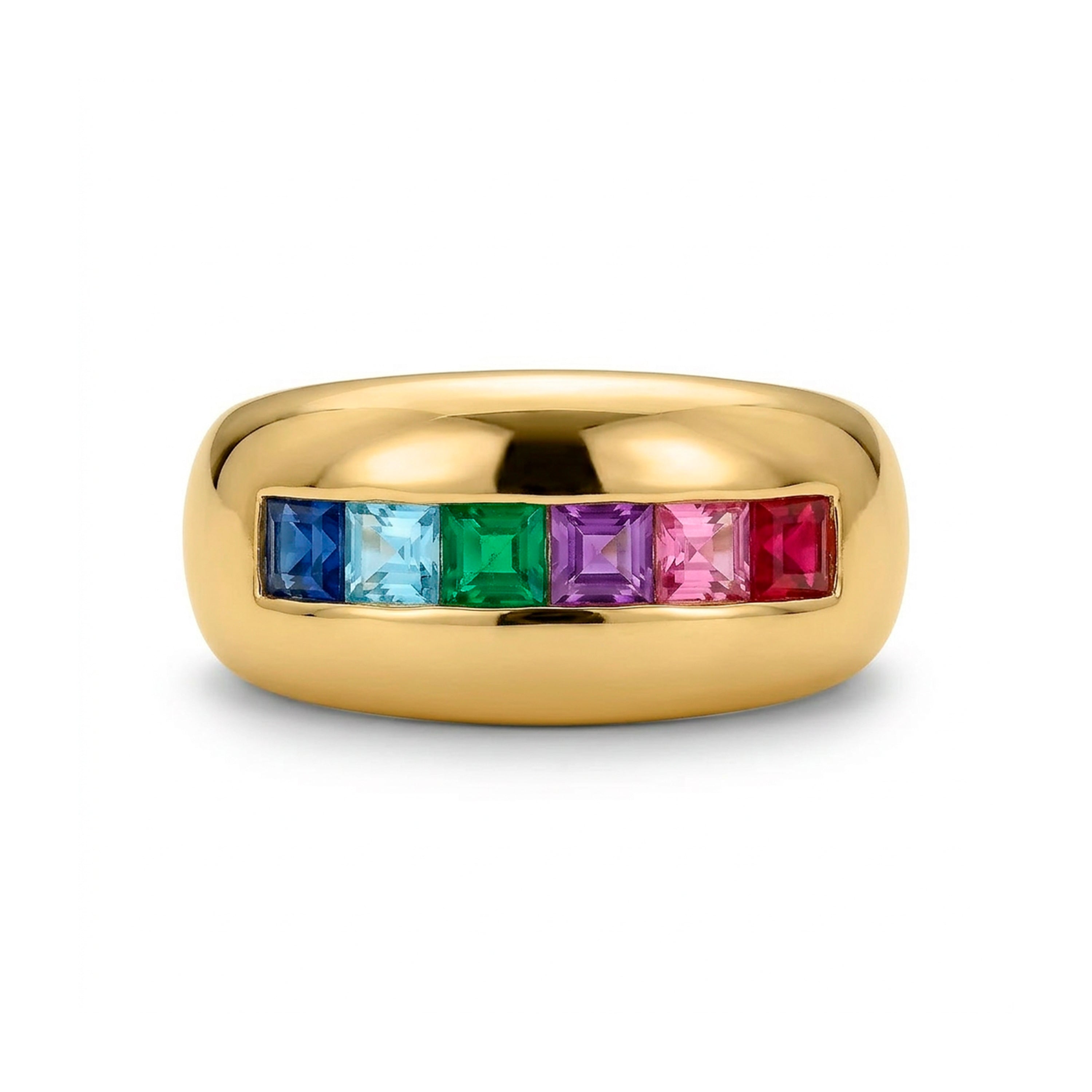 18k Yellow Gold Finish Multicolor Zirconia Ring - Desia