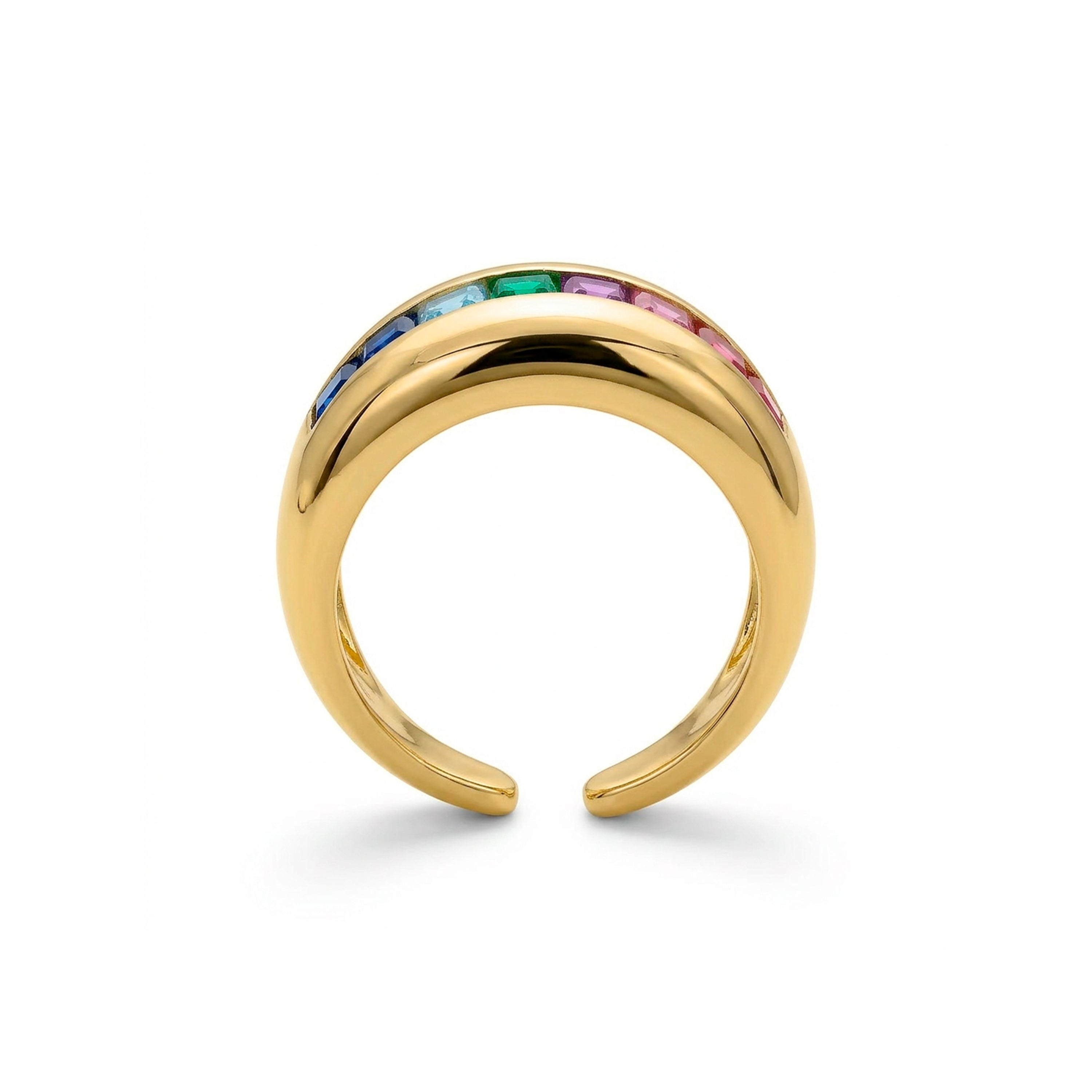 18k Yellow Gold Finish Multicolor Zirconia Ring - Desia