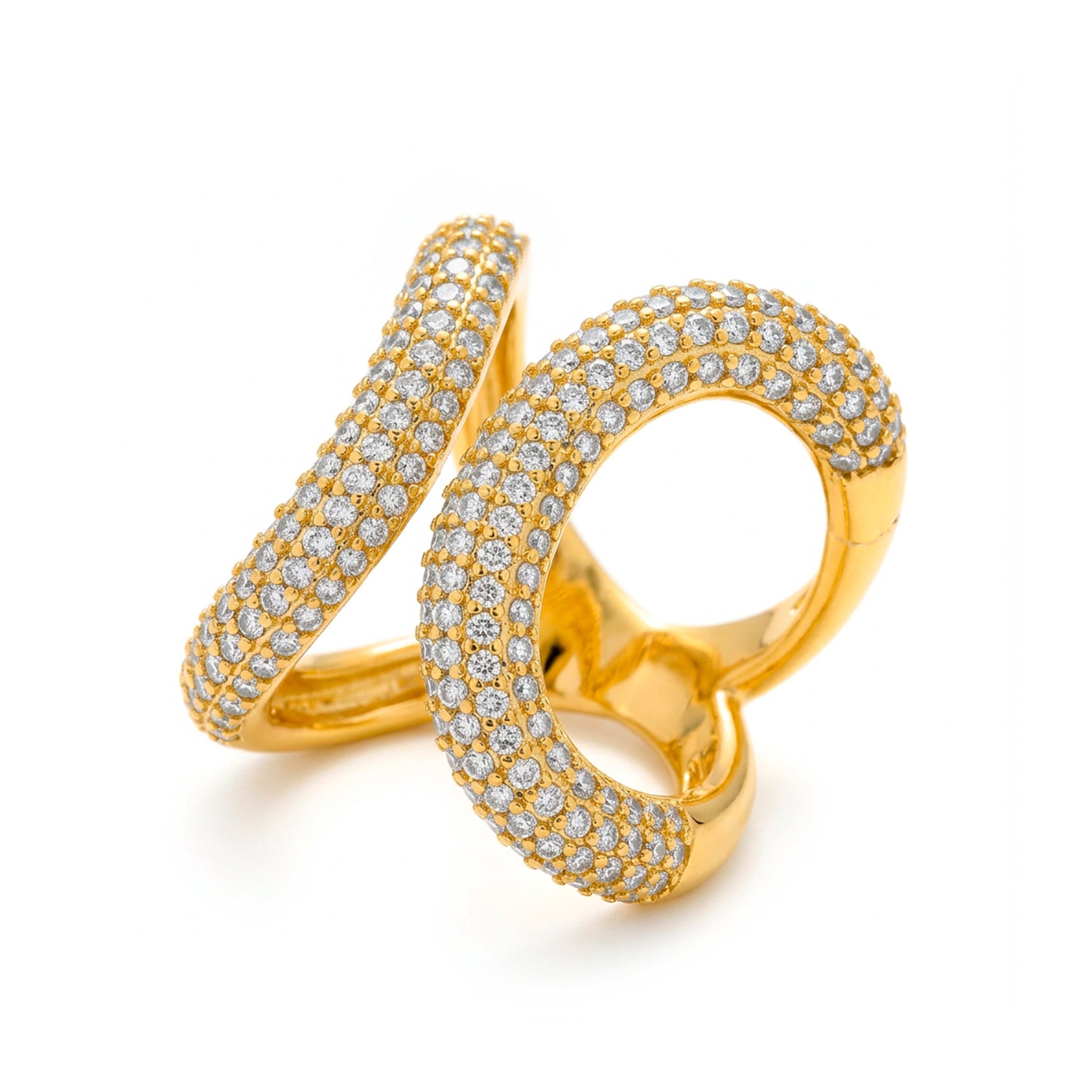 Brilliant Zircon Ring with 18k Yellow Gold finish - Rudma