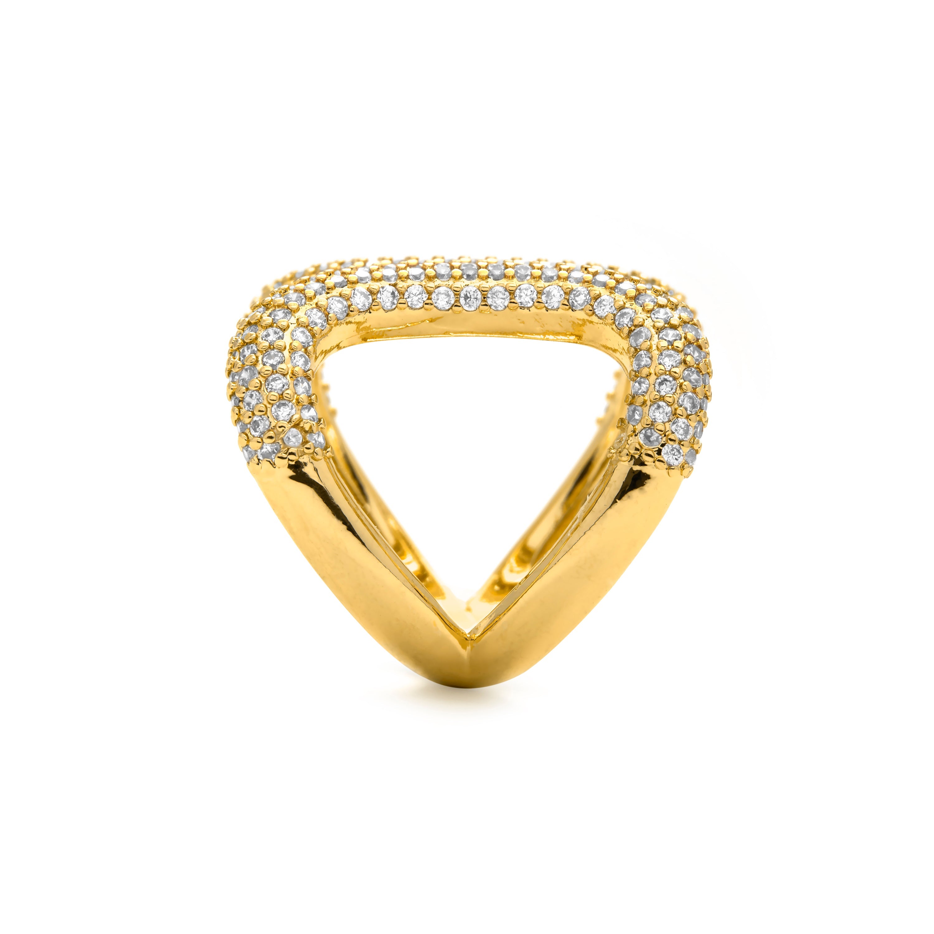 Brilliant Zircon Ring with 18k Yellow Gold finish - Rudma