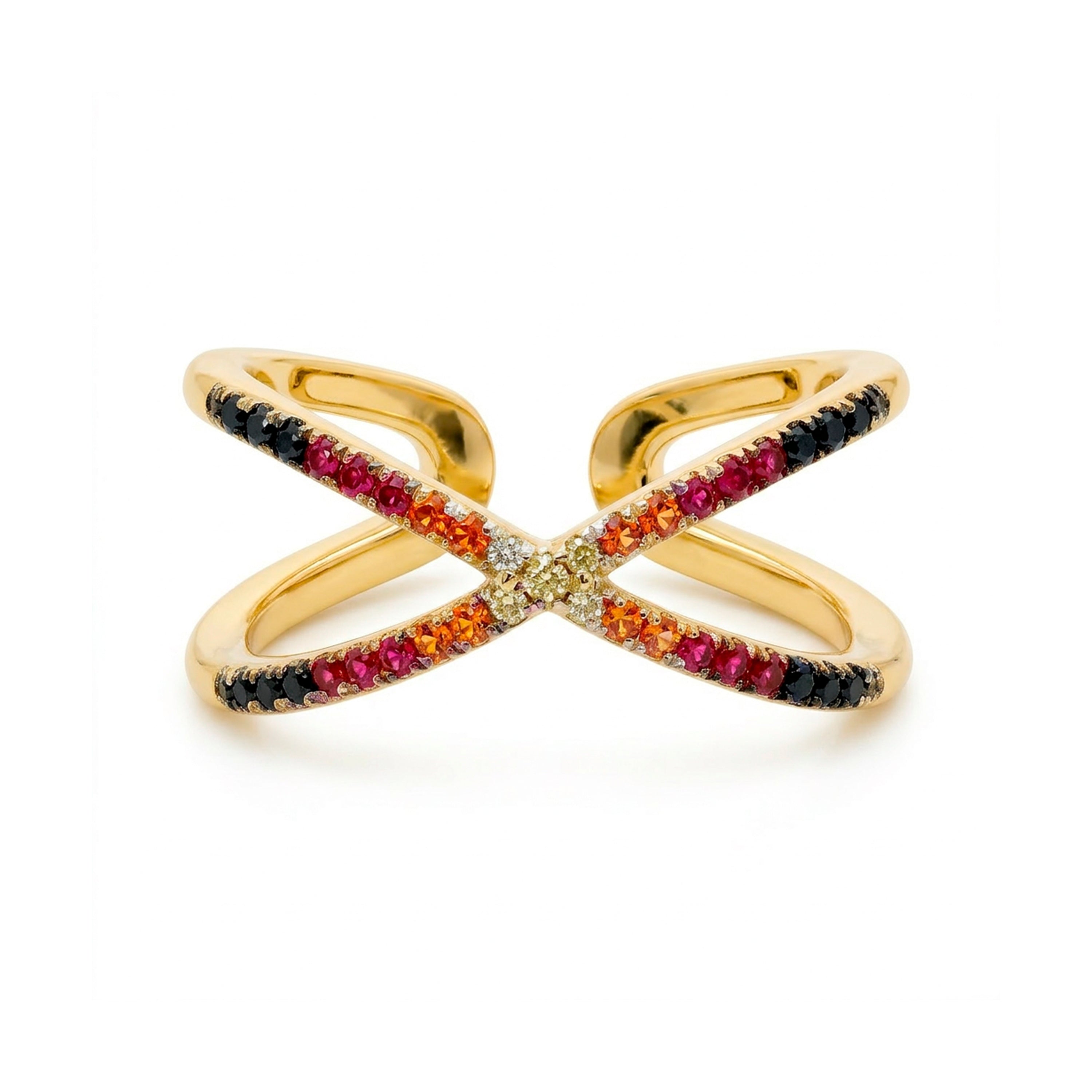 18k Yellow Gold-Plated Multicolor Zircon Ring - Zadra