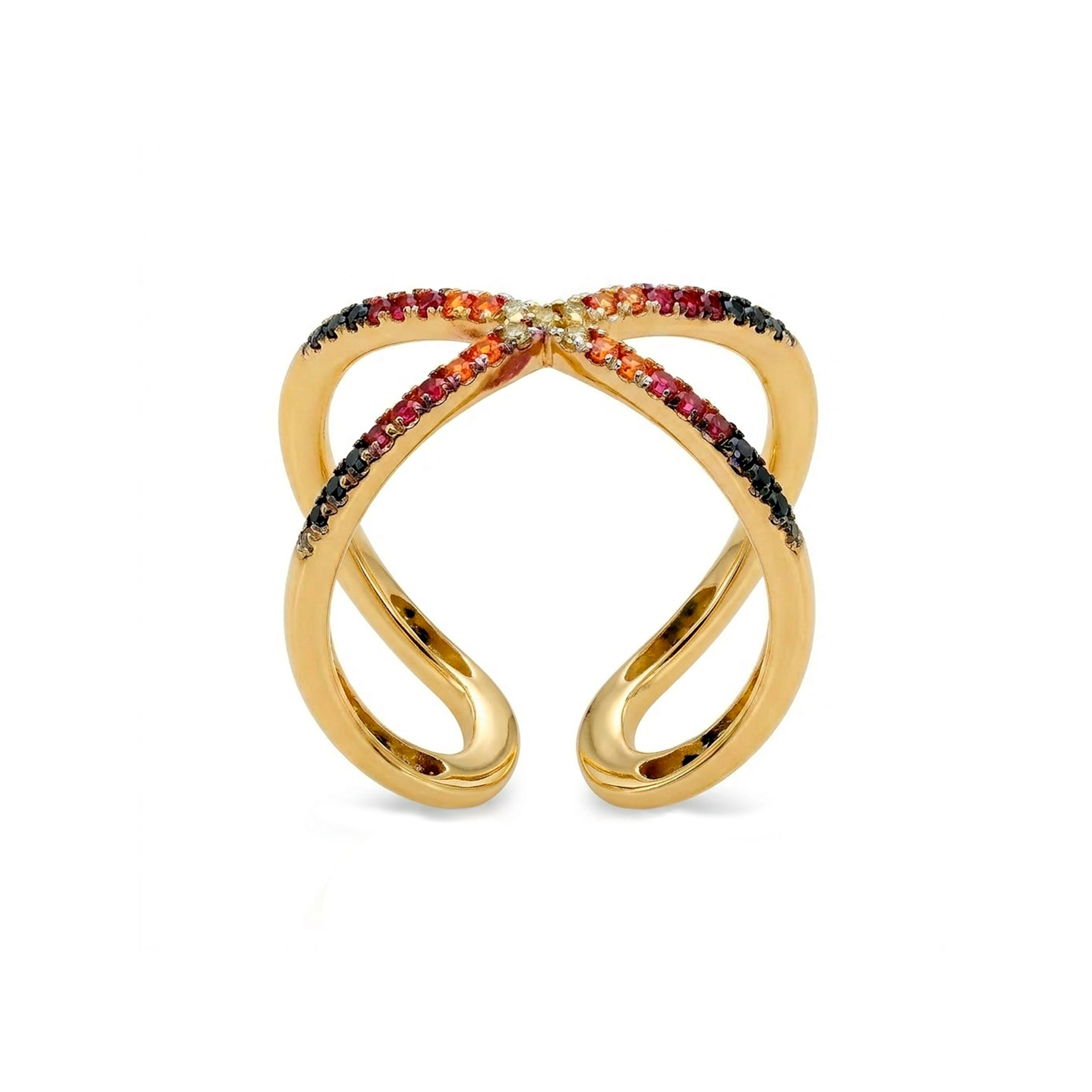 18k Yellow Gold-Plated Multicolor Zircon Ring - Zadra