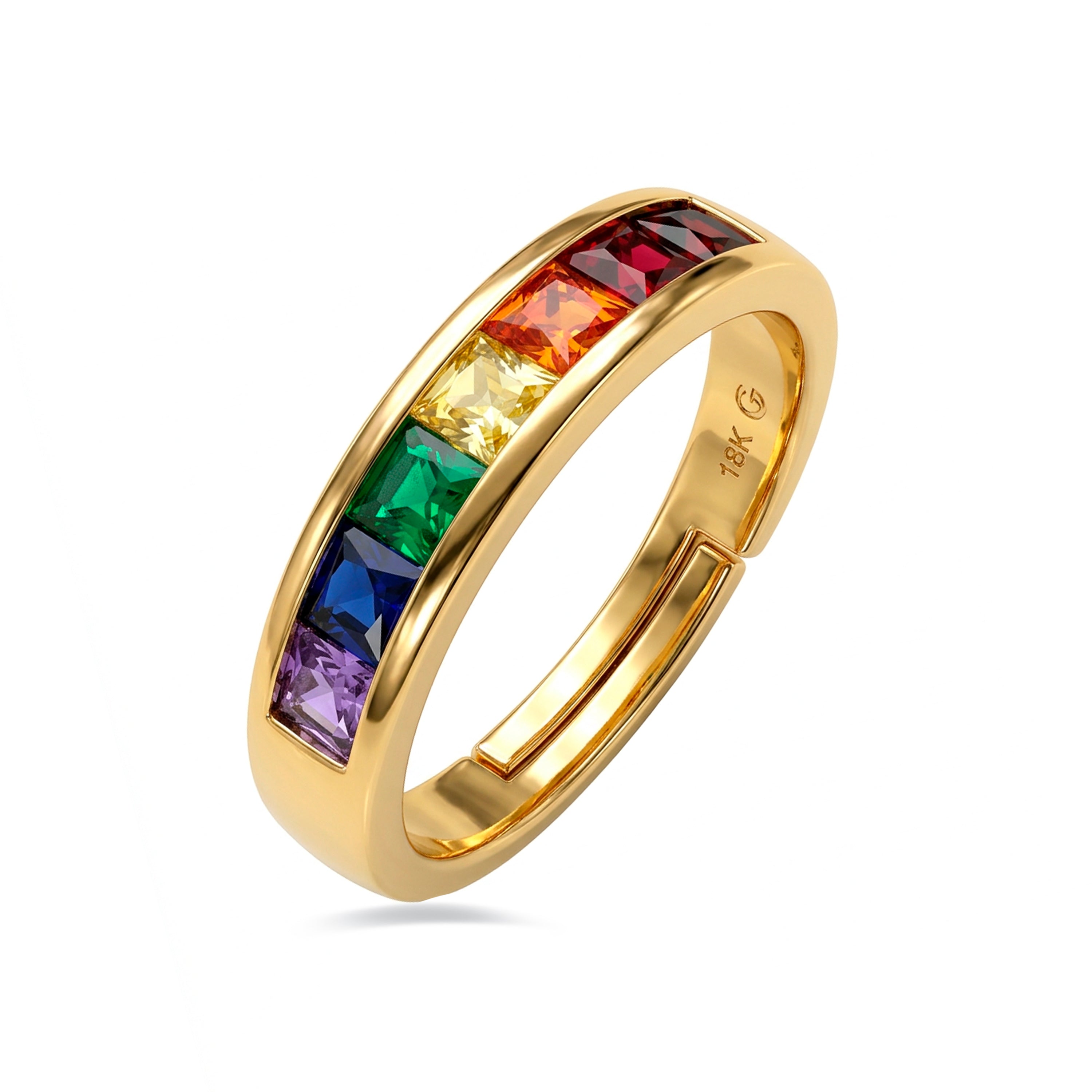 Anillo de Circonita Multicolor acabado en oro amarillo de 18k - Kasee