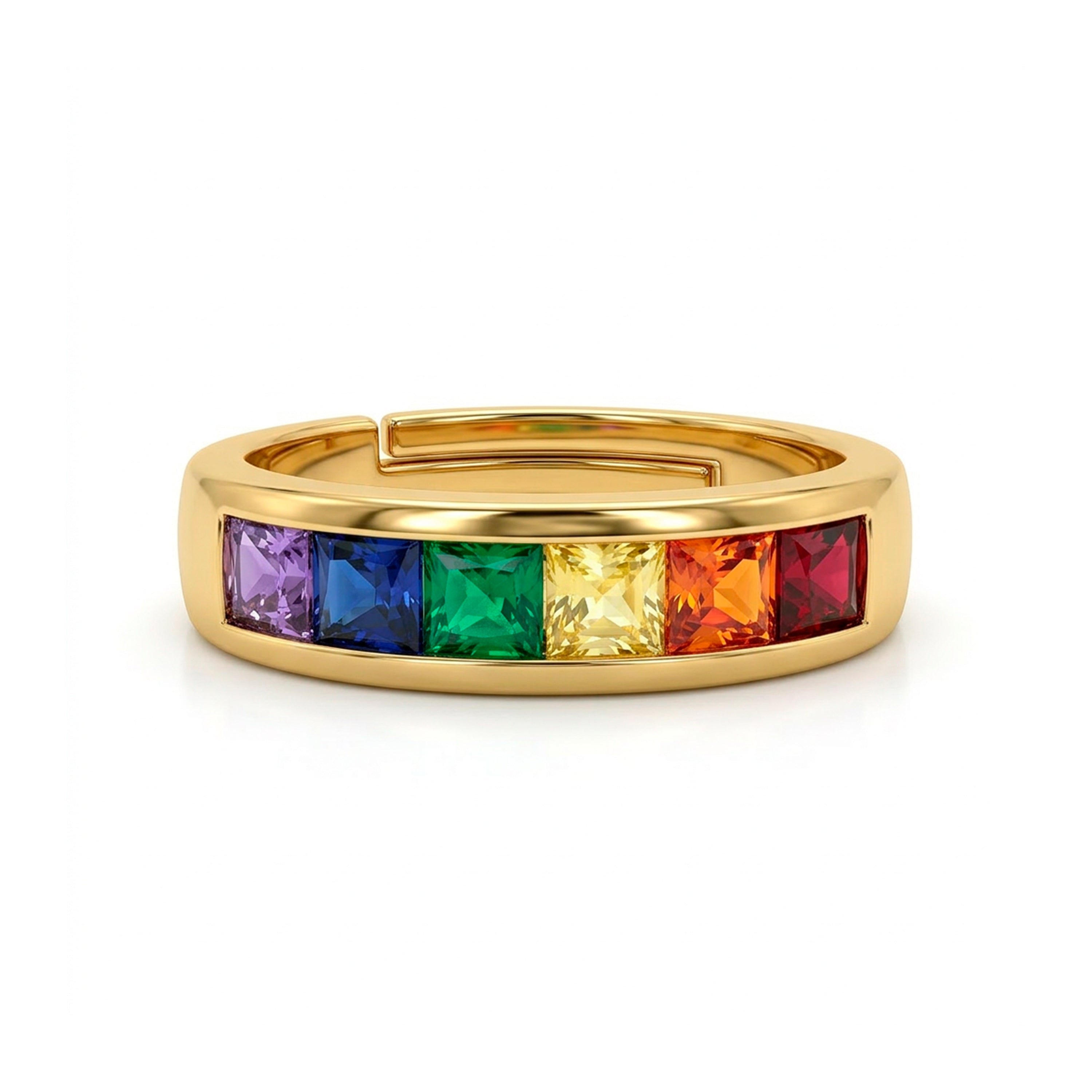 Anillo de Circonita Multicolor acabado en oro amarillo de 18k - Kasee