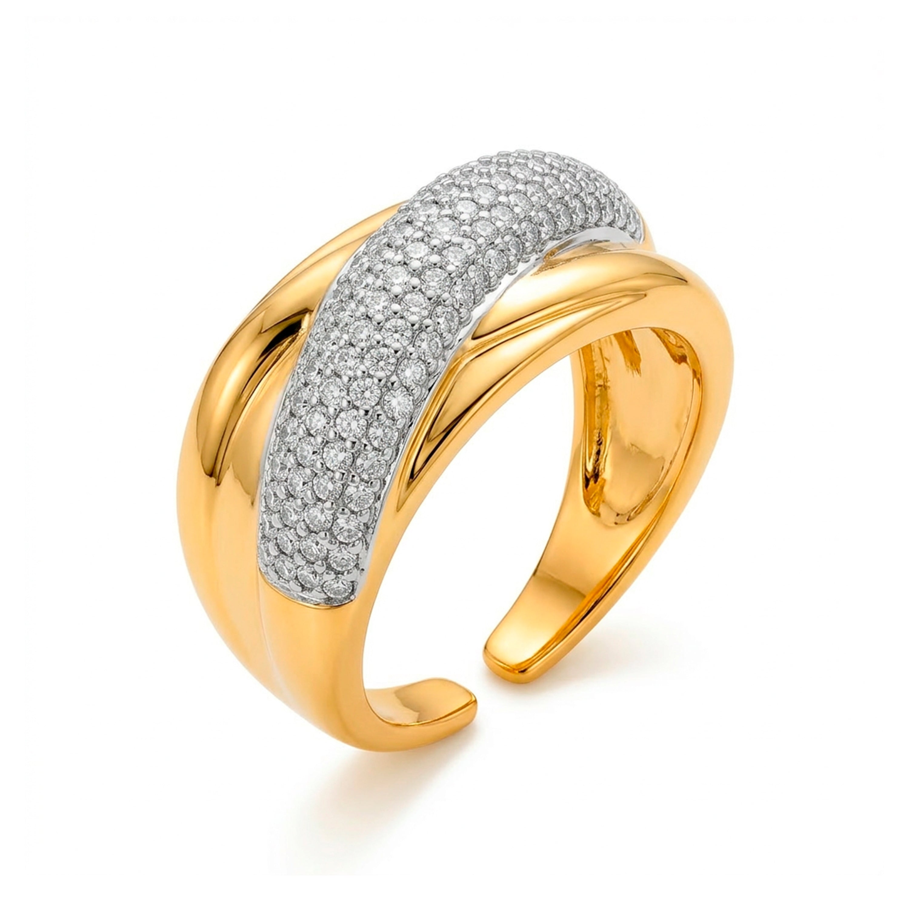 18k Yellow Gold Plated Cubic Zirconia Ring - Samoi