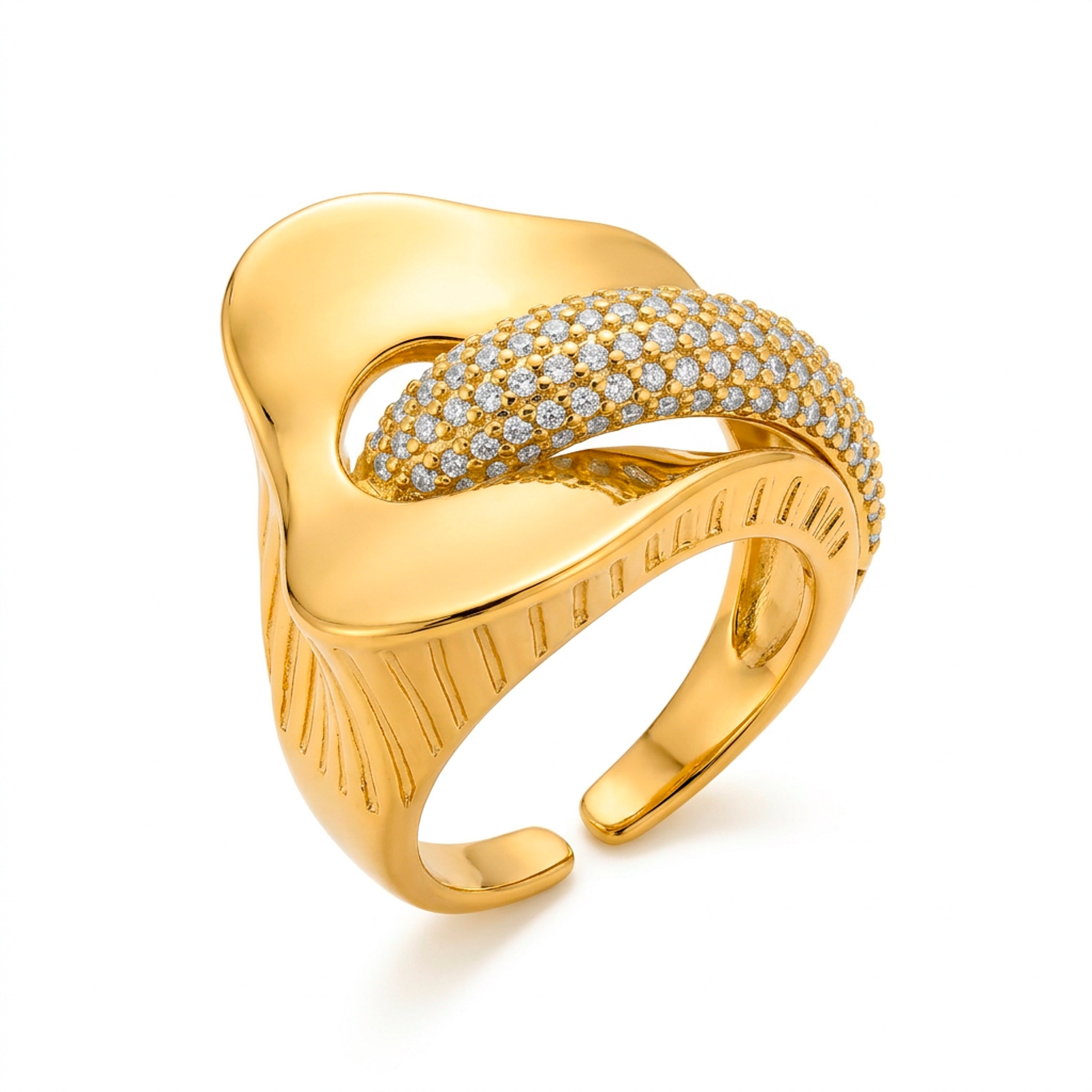 18k yellow gold plated Brilliant Zircon ring - Lefri
