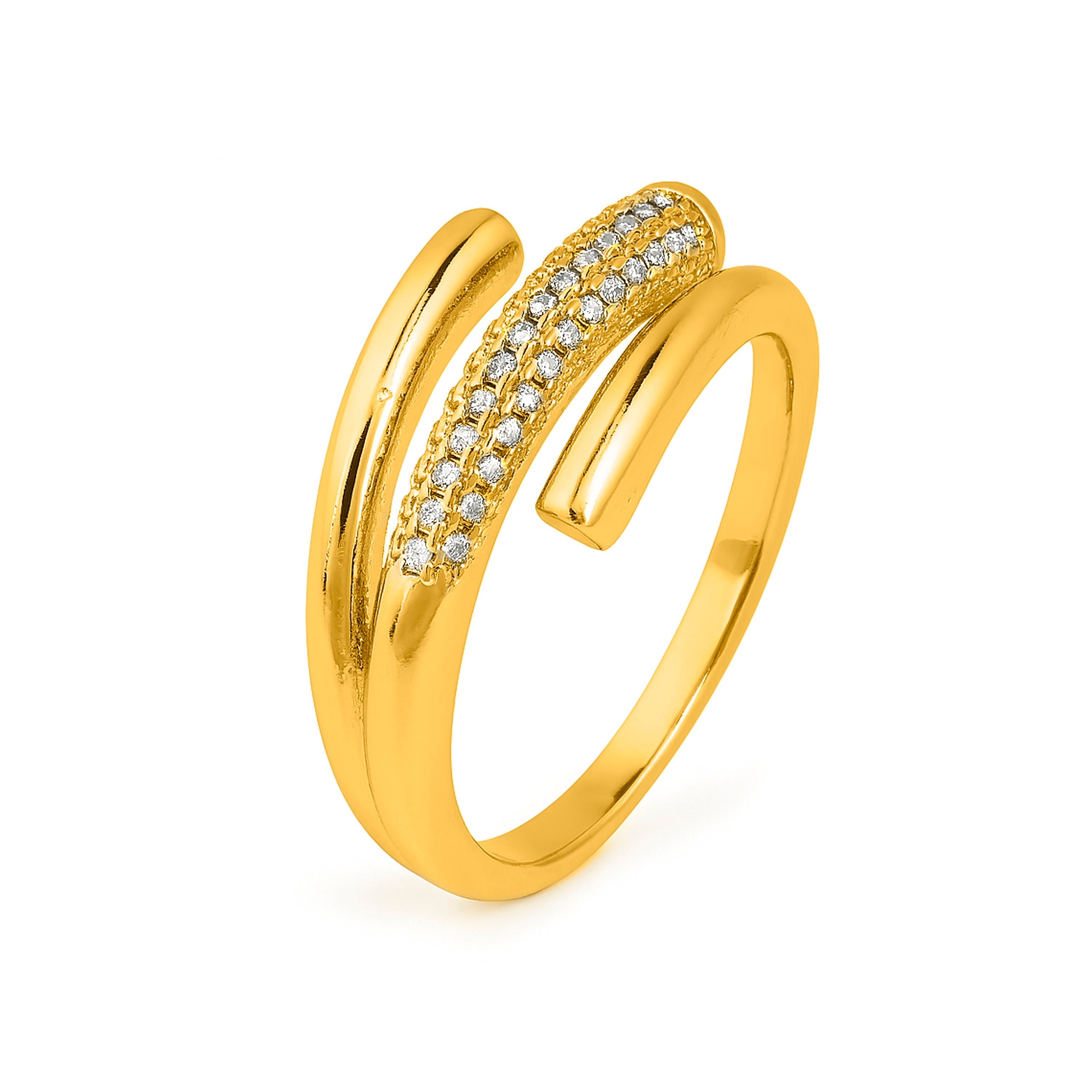 18k Yellow Gold Plated Brilliant Zirconia Ring - Jedrac