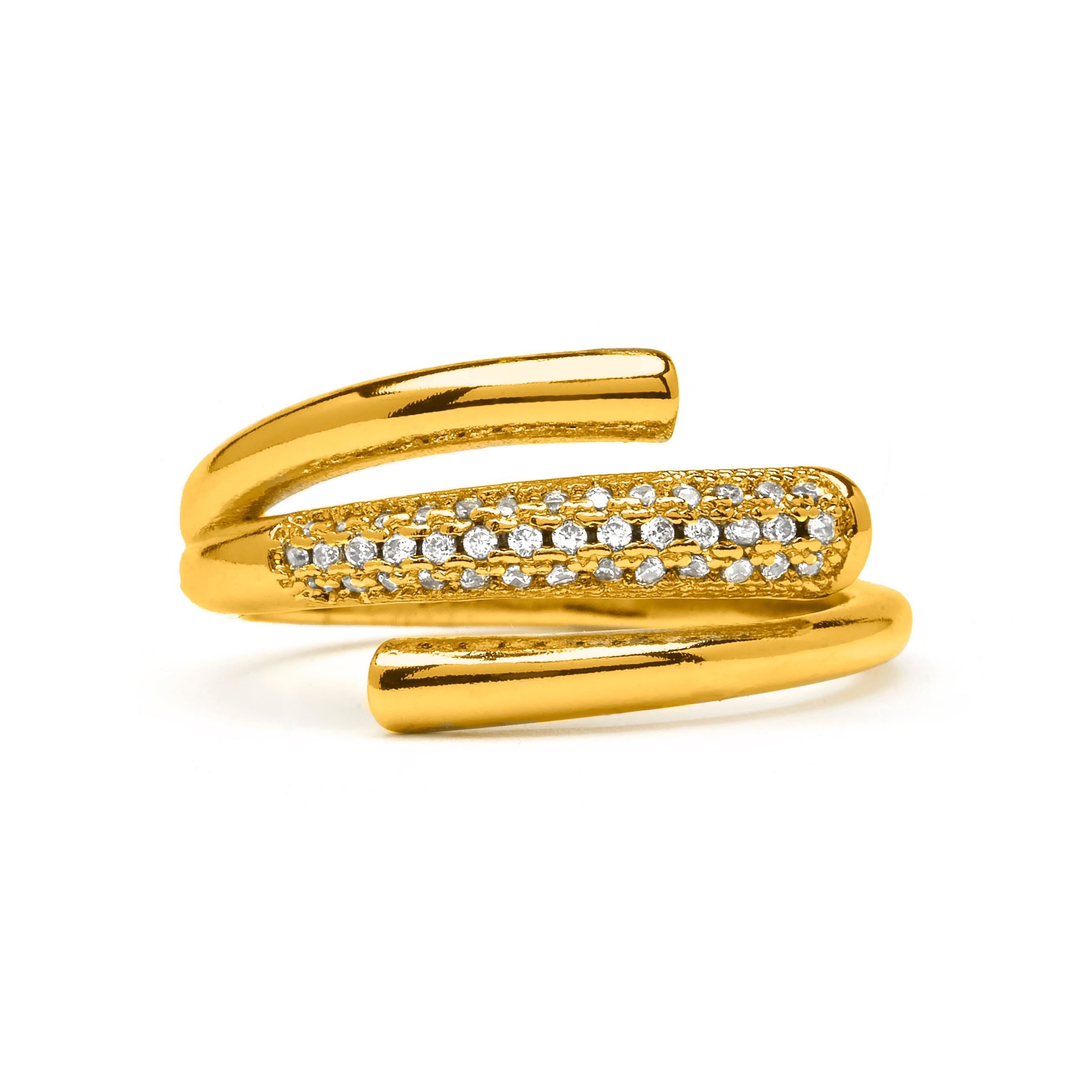 18k Yellow Gold Plated Brilliant Zirconia Ring - Jedrac