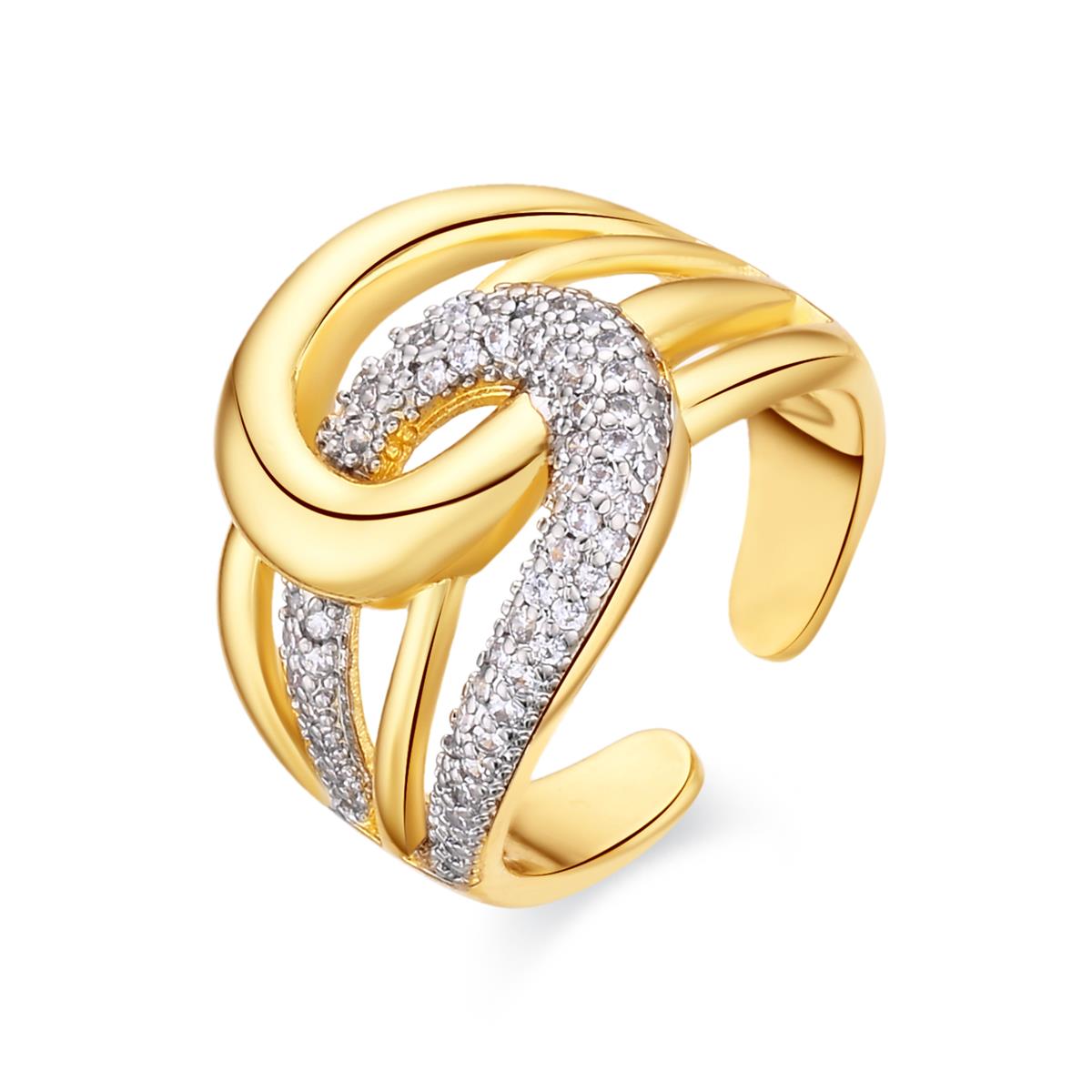 18k Yellow Gold Plated Cubic Zirconia Ring - Nava