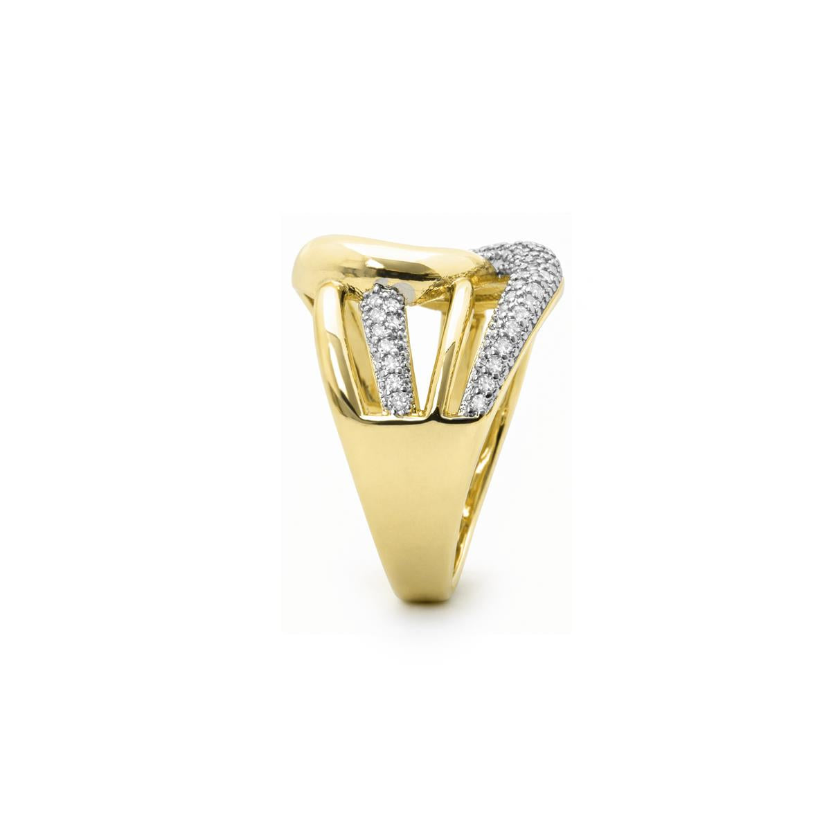Anillo de Circonita Brillante acabado en oro amarillo de 18k - Nava
