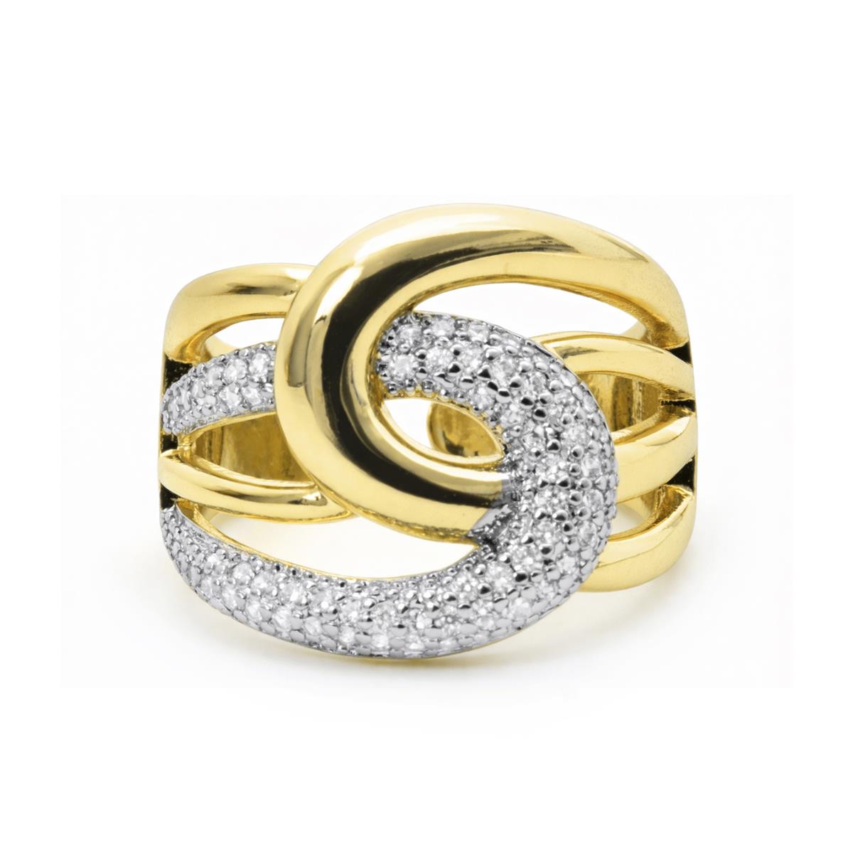 Anillo de Circonita Brillante acabado en oro amarillo de 18k - Nava