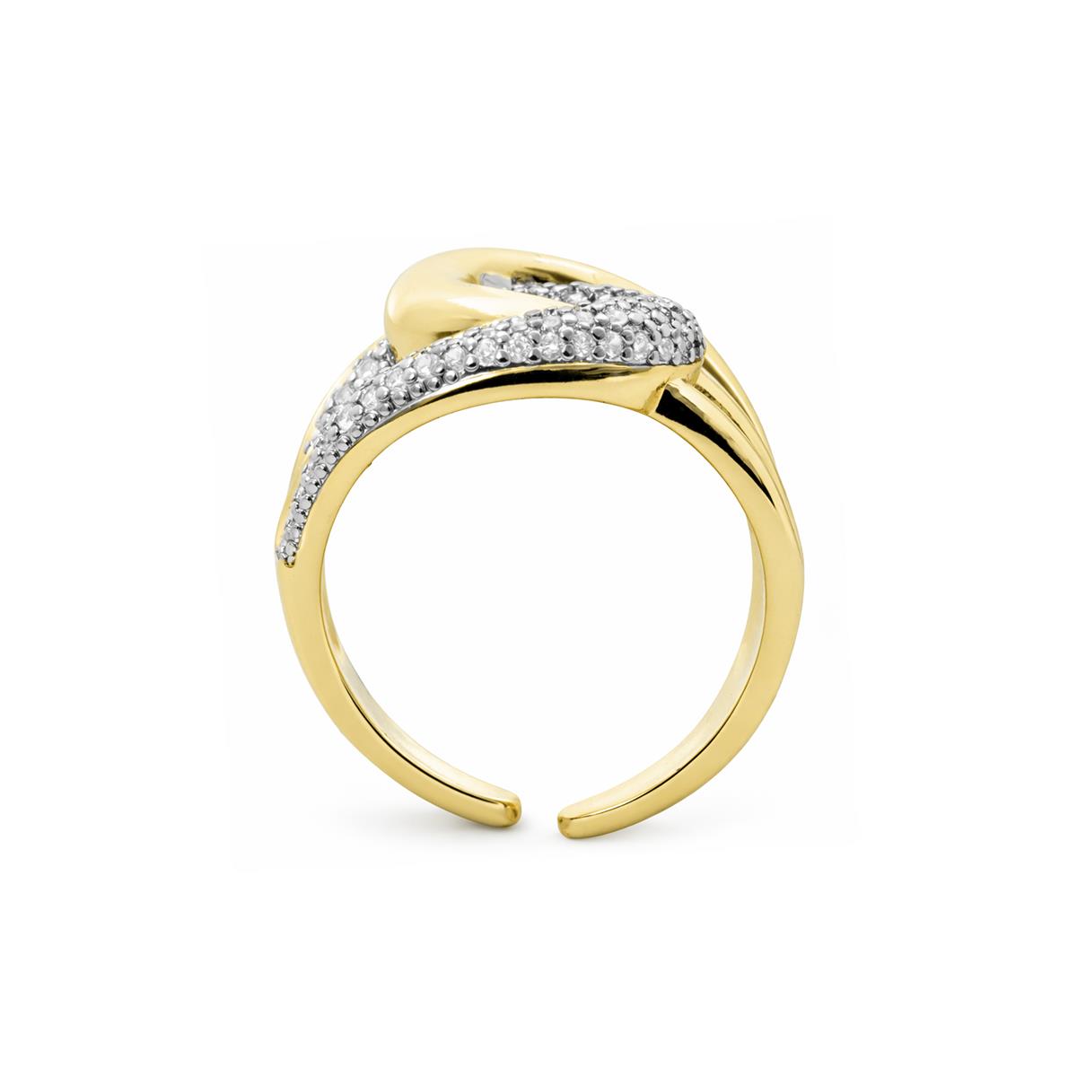Anillo de Circonita Brillante acabado en oro amarillo de 18k - Nava
