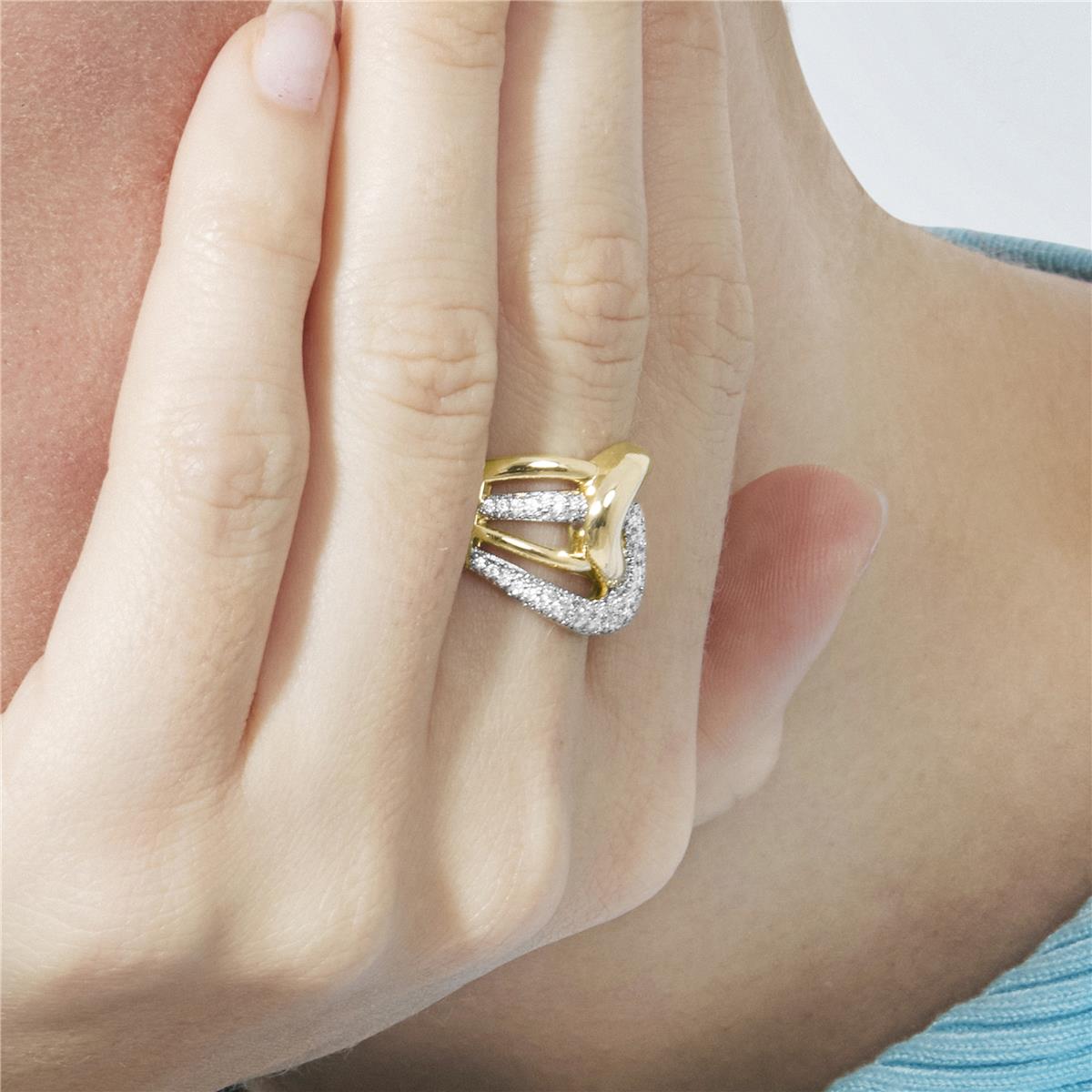 Anillo de Circonita Brillante acabado en oro amarillo de 18k - Nava