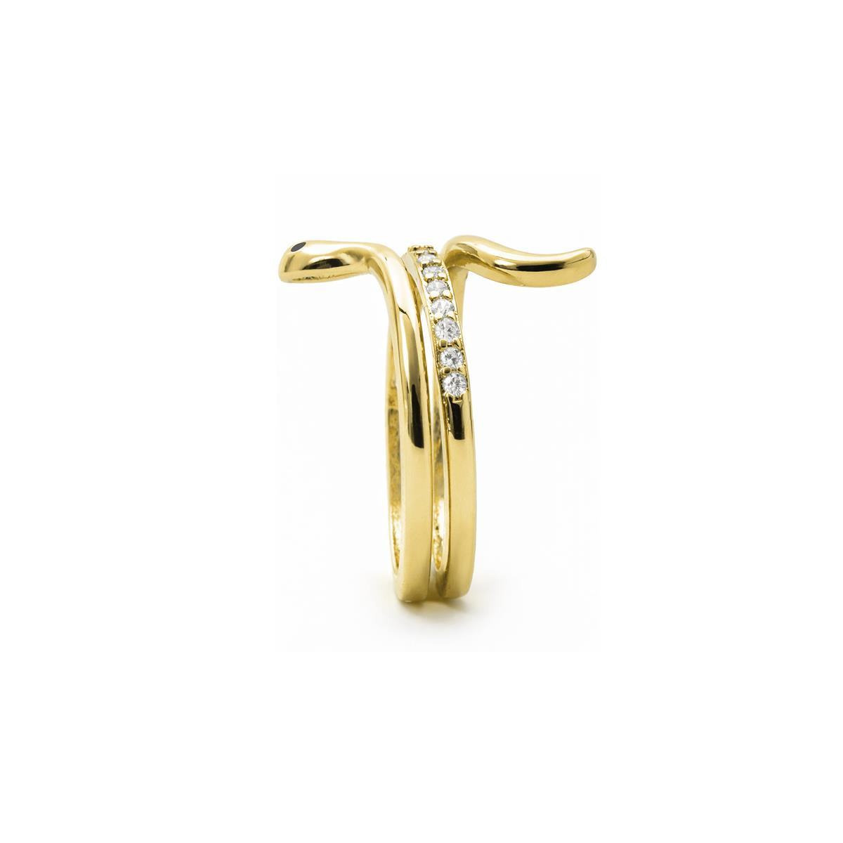 Dazzling Zirconia Ring in 18k Yellow Gold Finish - Sasso