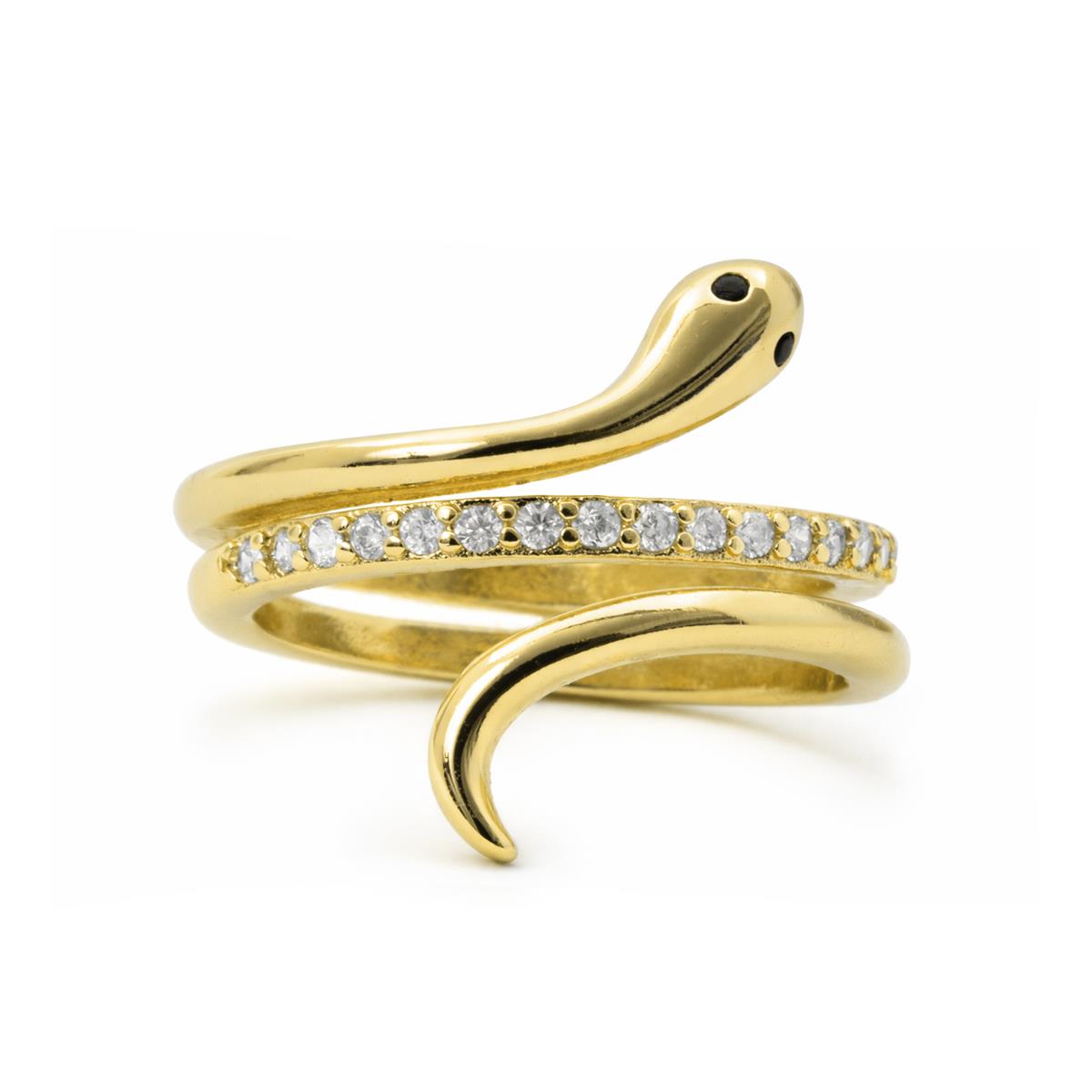 Dazzling Zirconia Ring in 18k Yellow Gold Finish - Sasso