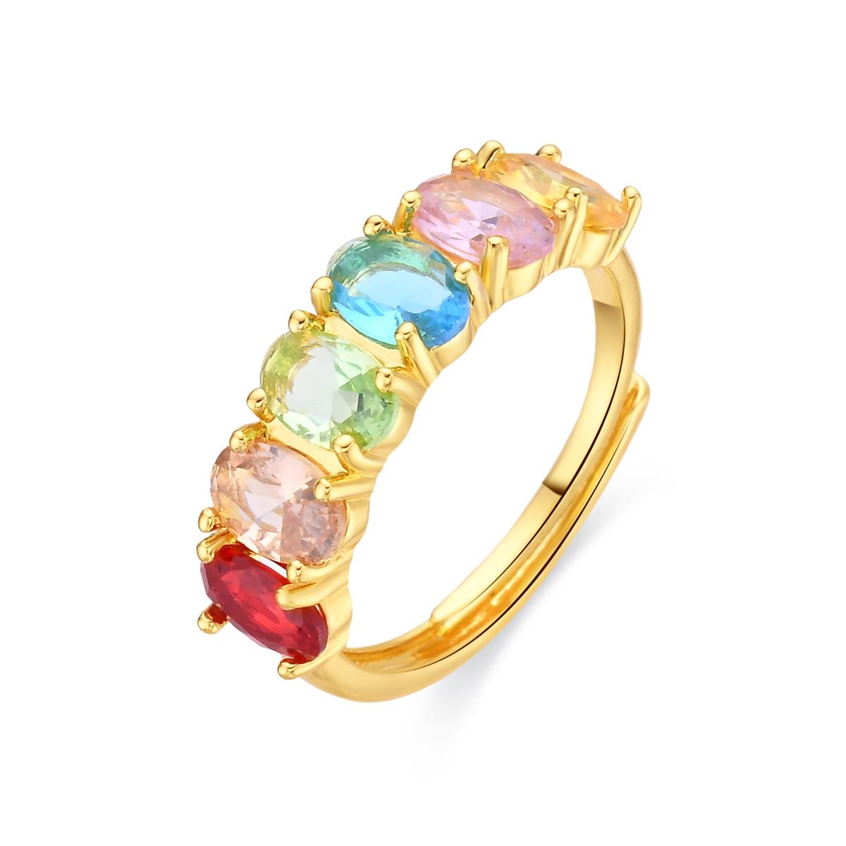 Anillo de Circonita Multicolor acabado en oro amarillo de 18k - Draghi