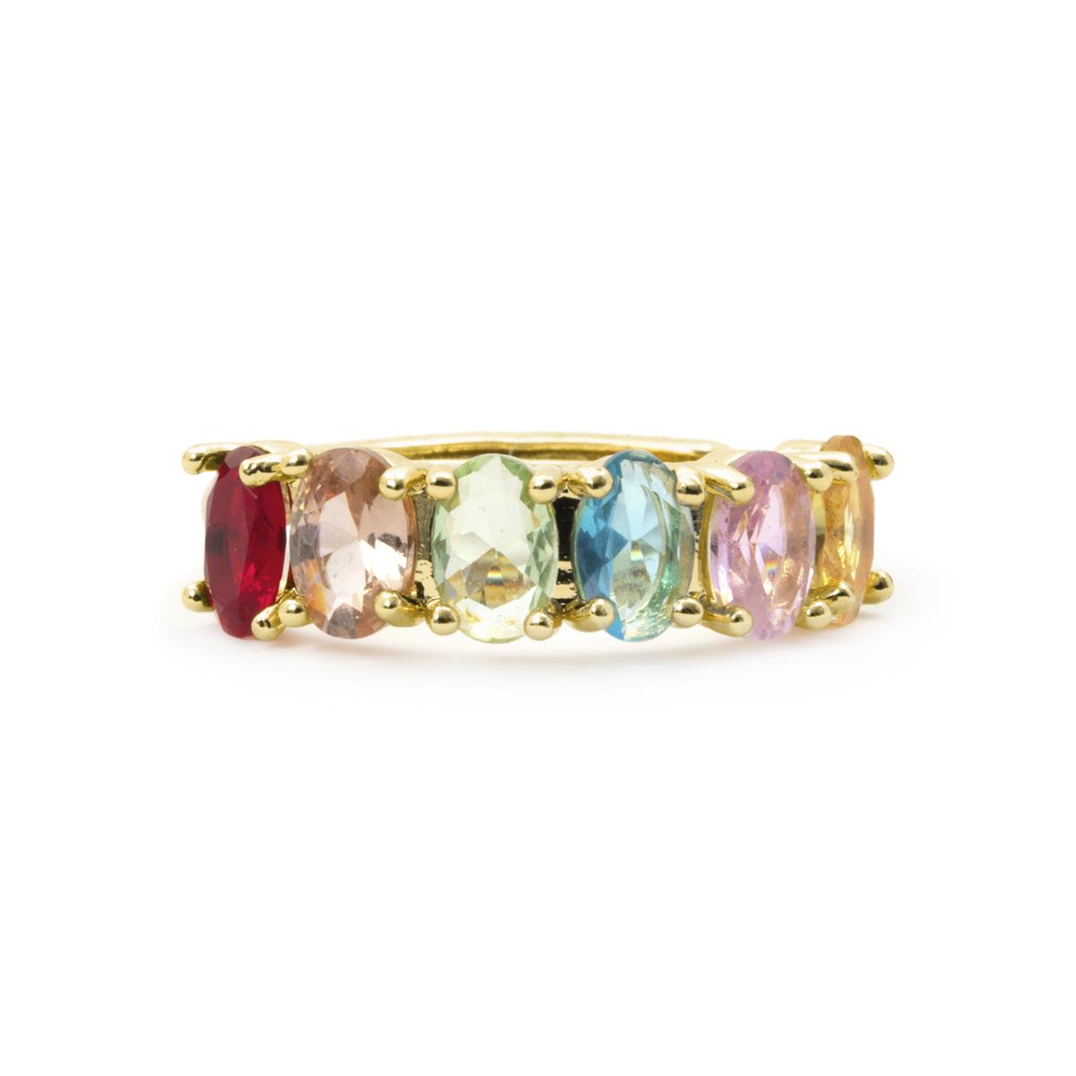 Anillo de Circonita Multicolor acabado en oro amarillo de 18k - Draghi
