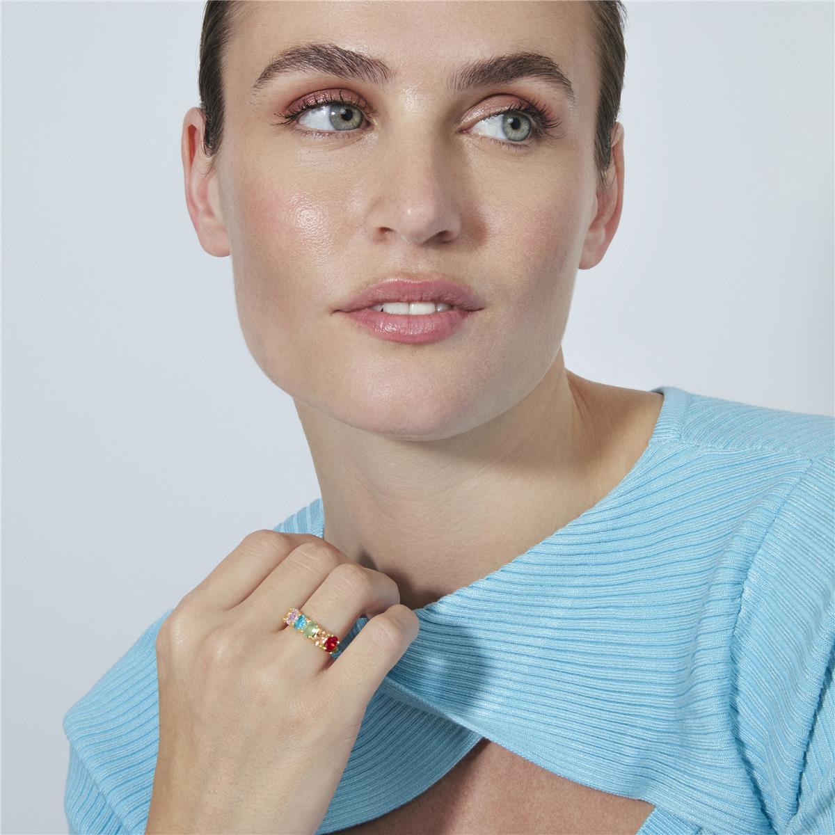 Anillo de Circonita Multicolor acabado en oro amarillo de 18k - Draghi