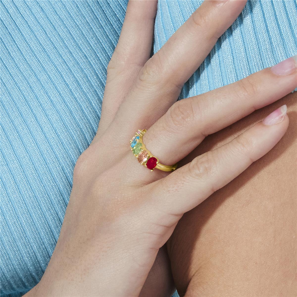 Anillo de Circonita Multicolor acabado en oro amarillo de 18k - Draghi