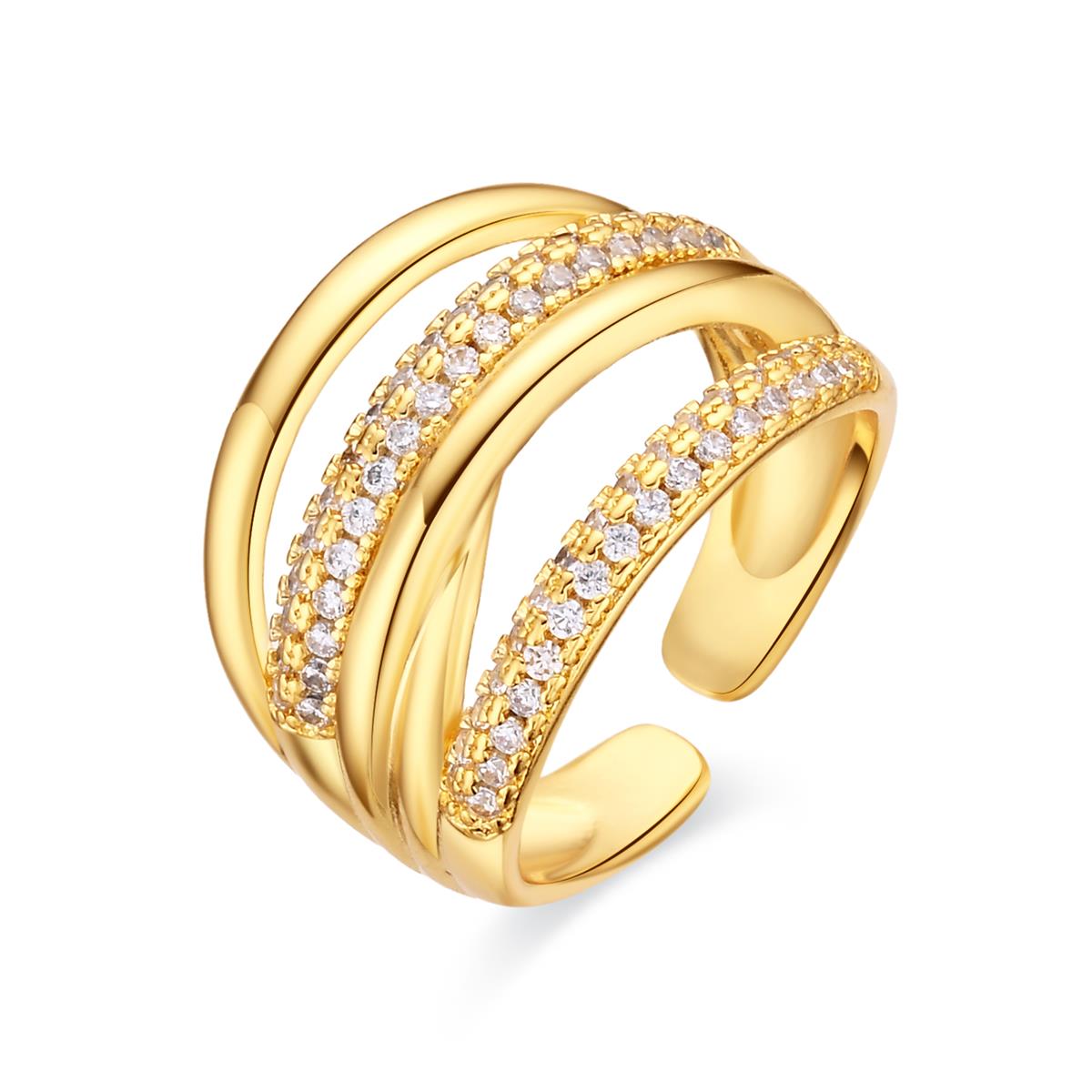 18k yellow gold-plated Brilliant Zircon Ring - Raves
