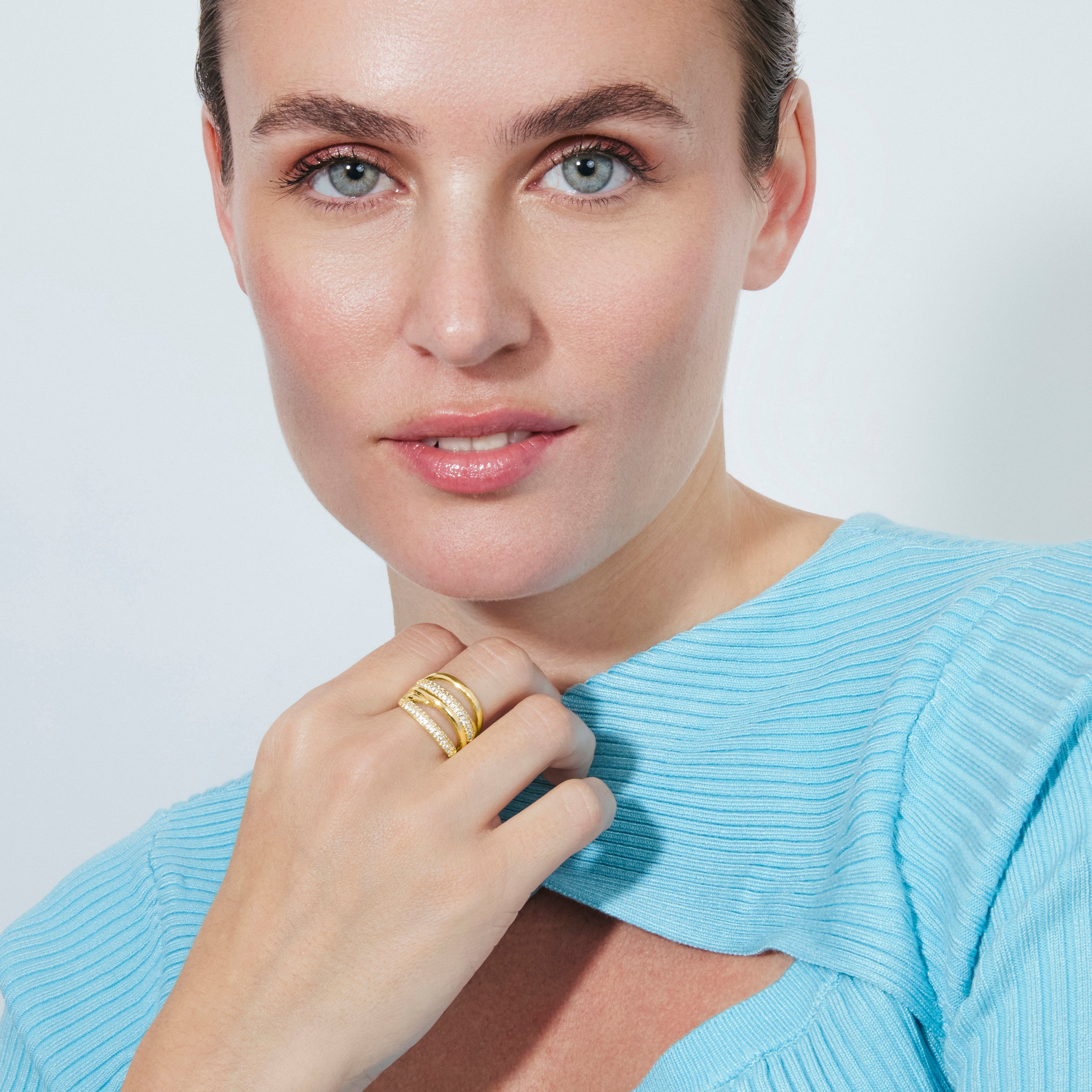 18k yellow gold-plated Brilliant Zircon Ring - Raves
