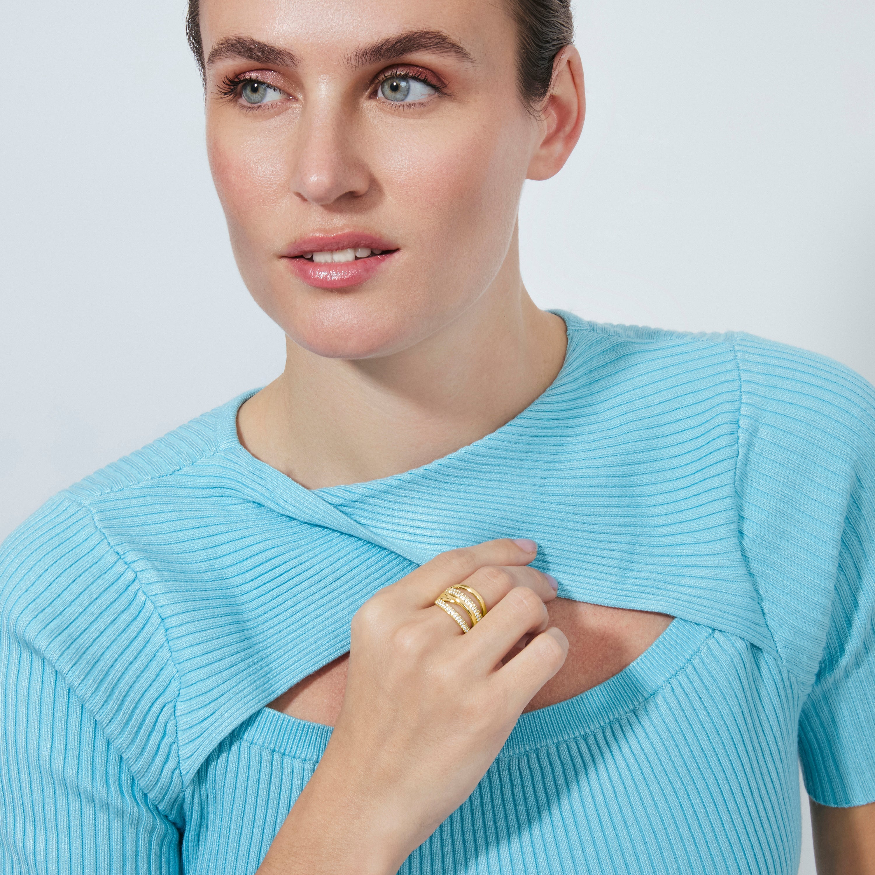 18k yellow gold-plated Brilliant Zircon Ring - Raves
