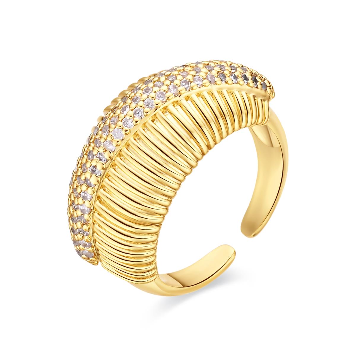 18k Yellow Gold-Plated CZ Ring - Gunlib