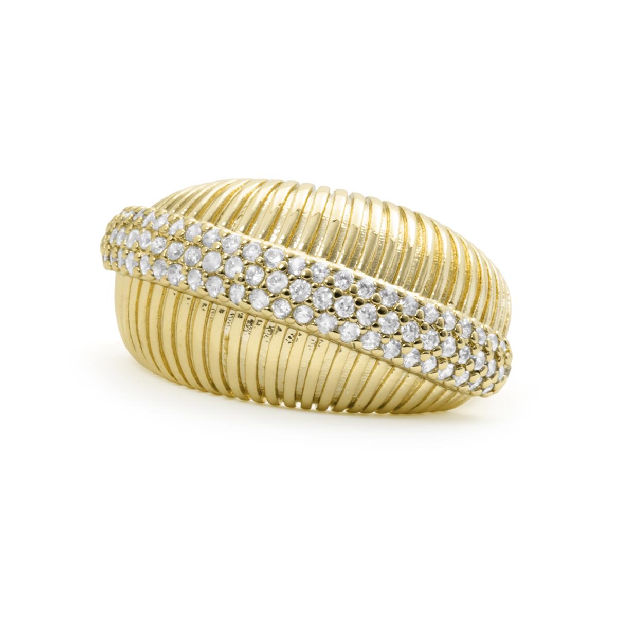18k Yellow Gold-Plated CZ Ring - Gunlib