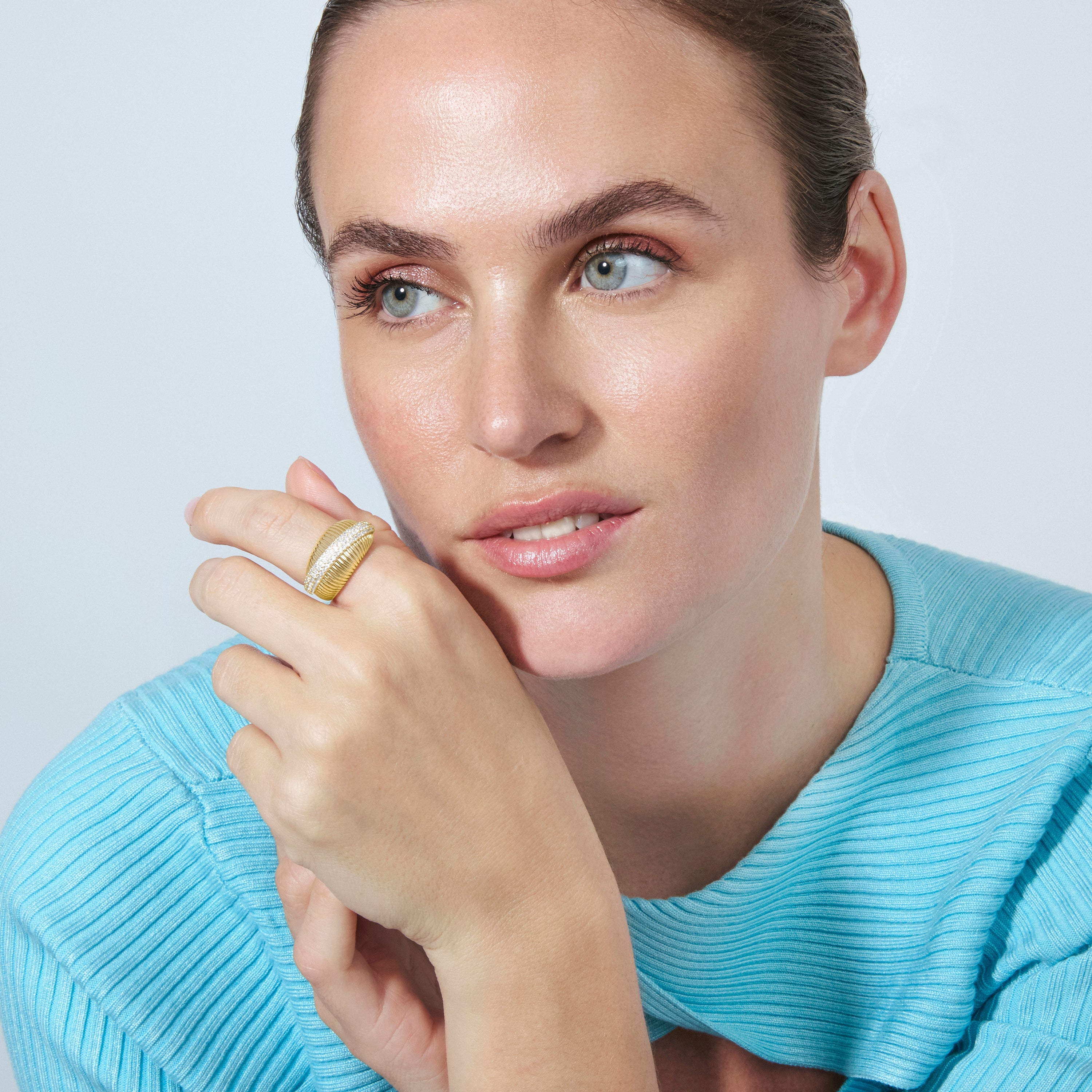 18k Yellow Gold-Plated CZ Ring - Gunlib
