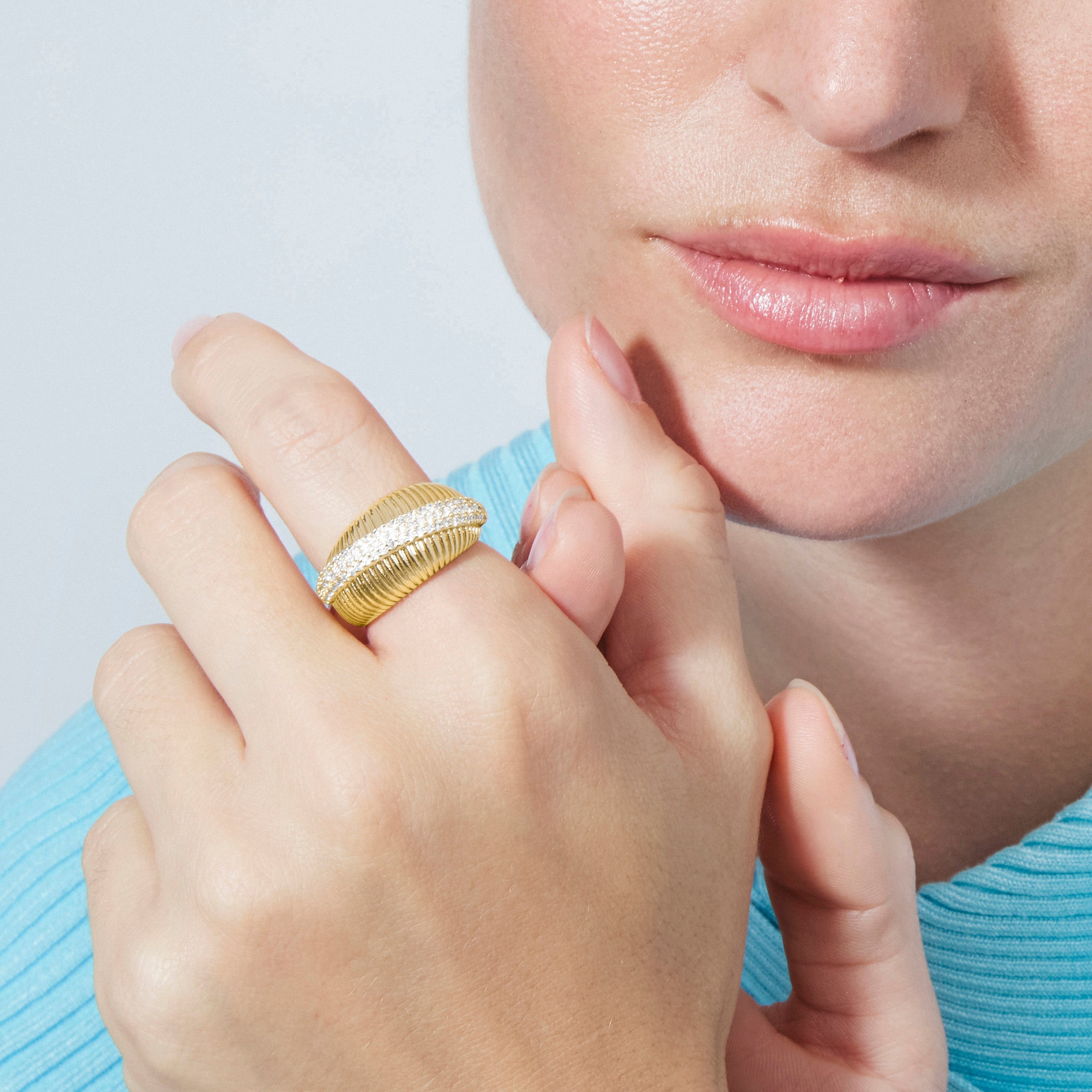 18k Yellow Gold-Plated CZ Ring - Gunlib