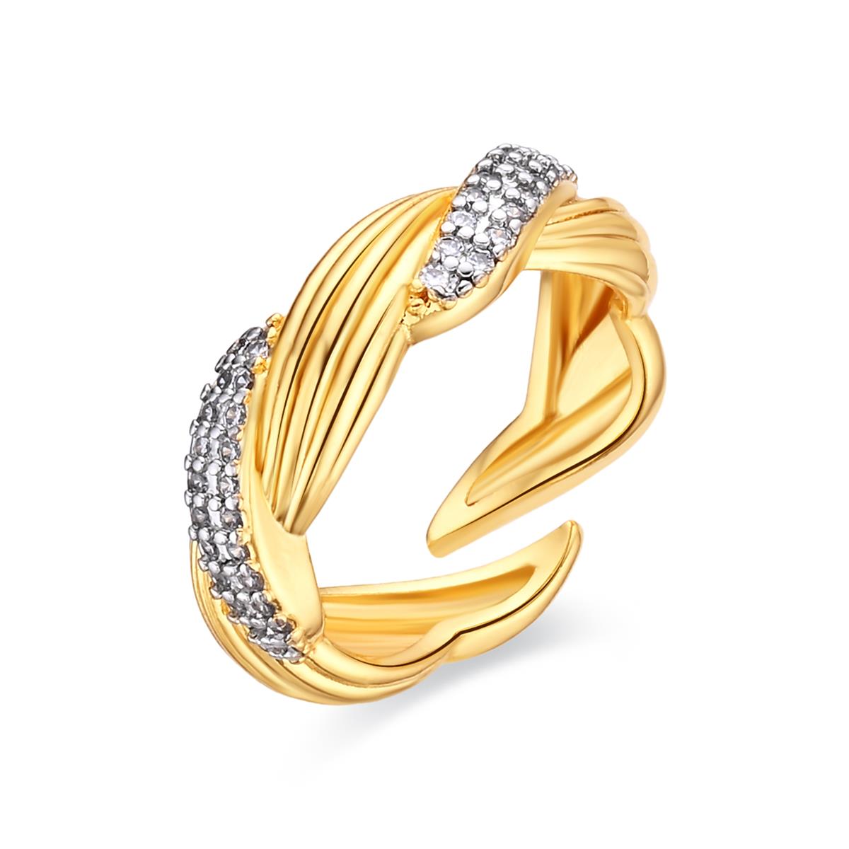 Brilliant Zirconia Ring in 18k Yellow Gold Finish - Riesim