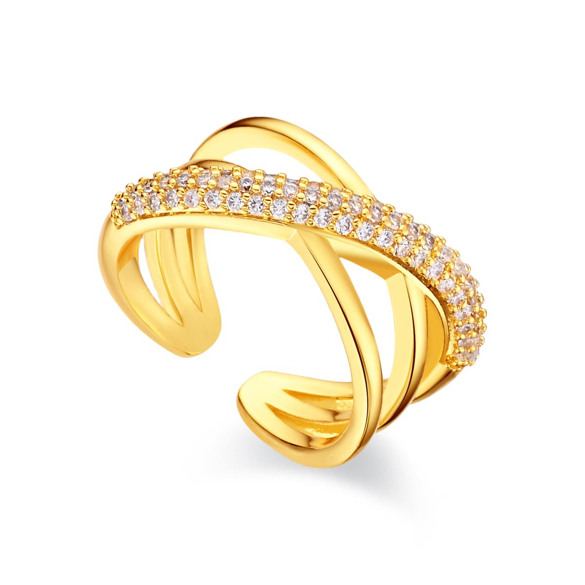 Dazzling Zirconia Ring with 18k Yellow Gold Finish - Meele