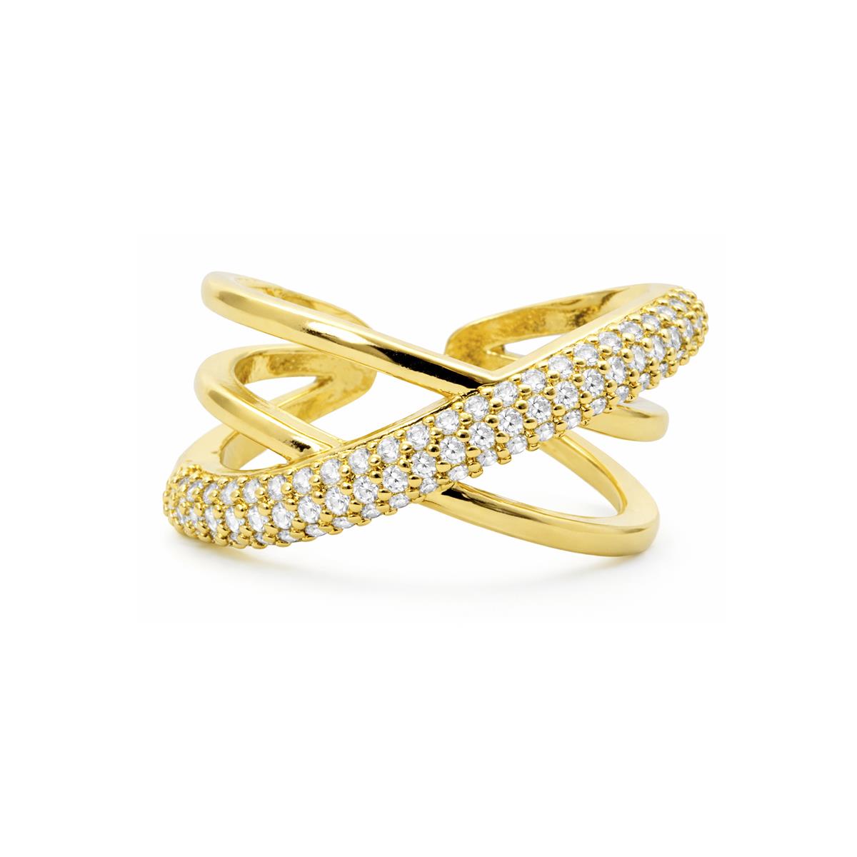 Dazzling Zirconia Ring with 18k Yellow Gold Finish - Meele