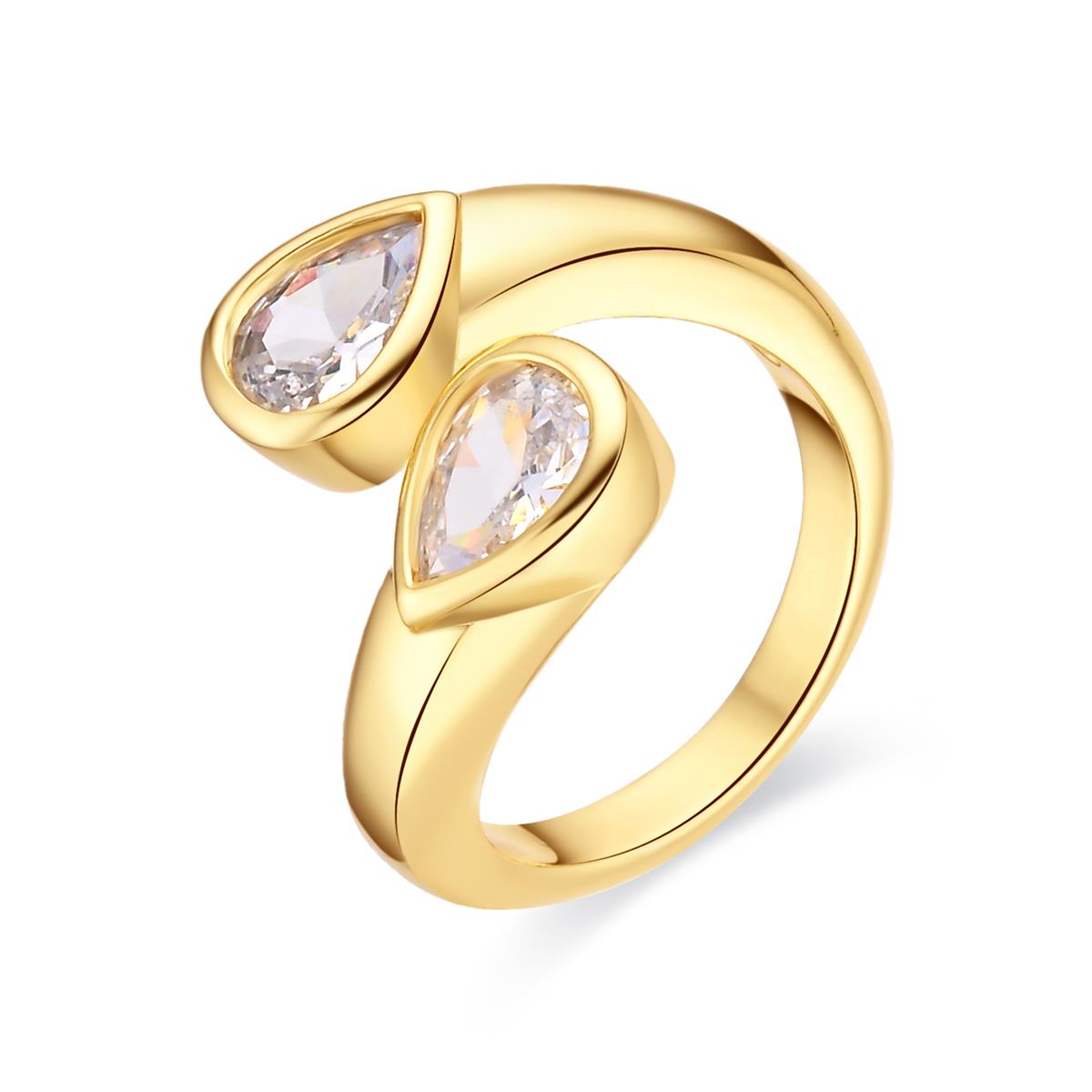 Sparkling Zirconia Ring, 18k yellow gold-plated - Zayl