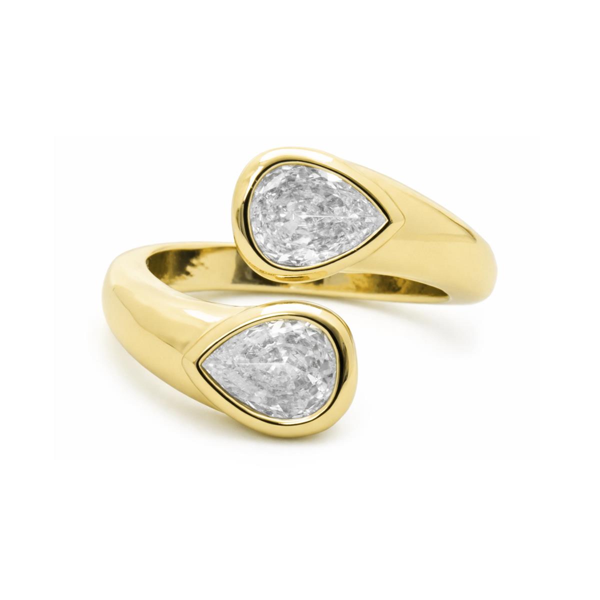 Sparkling Zirconia Ring, 18k yellow gold-plated - Zayl