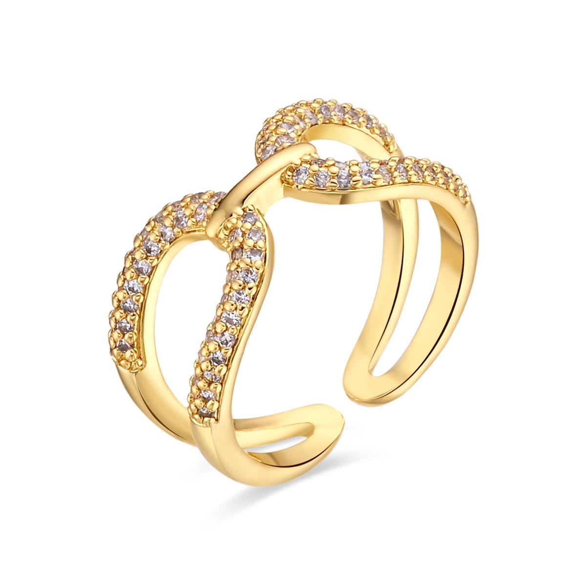 18k Yellow Gold Plated Brilliant Zircon Ring - Kafrik
