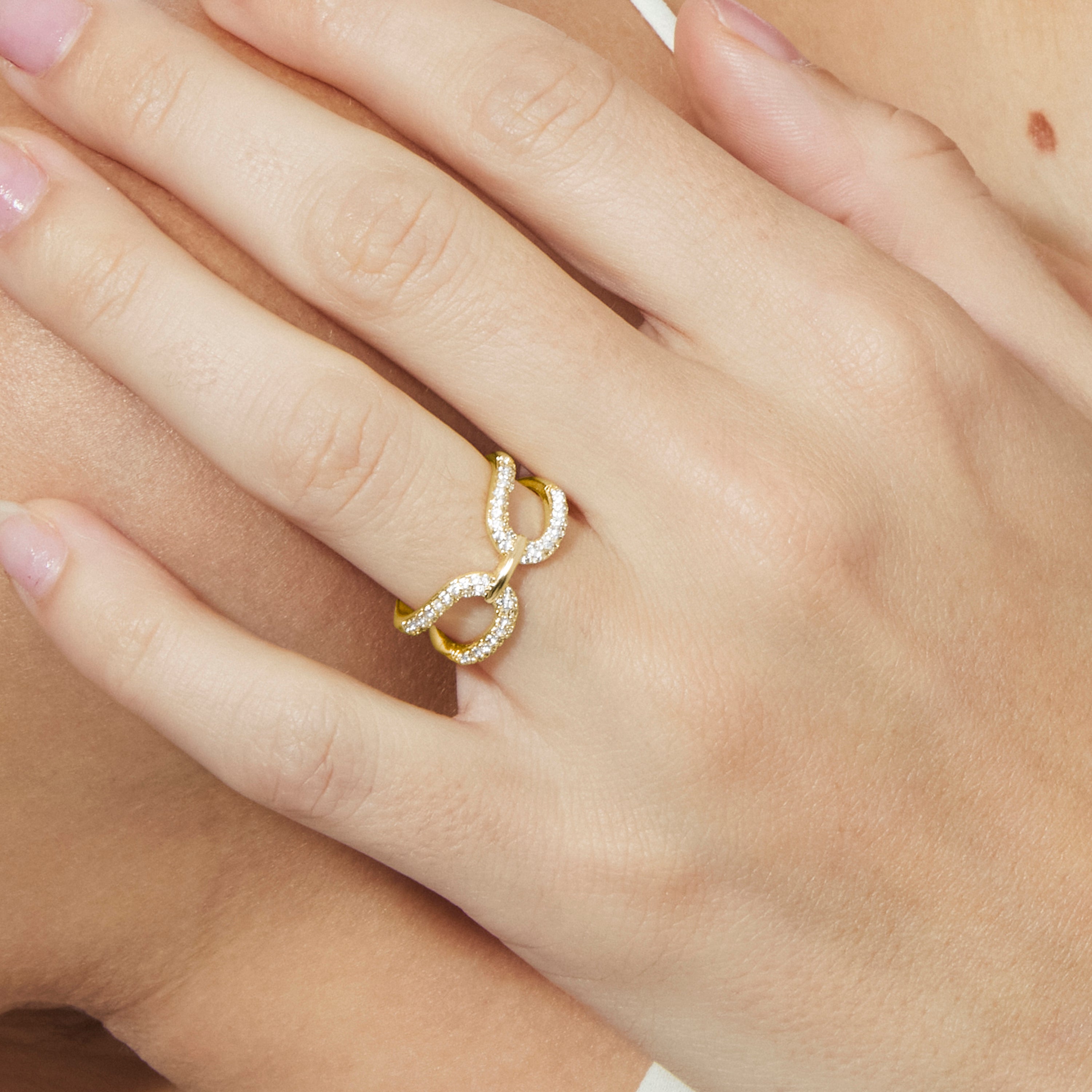 18k Yellow Gold Plated Brilliant Zircon Ring - Kafrik
