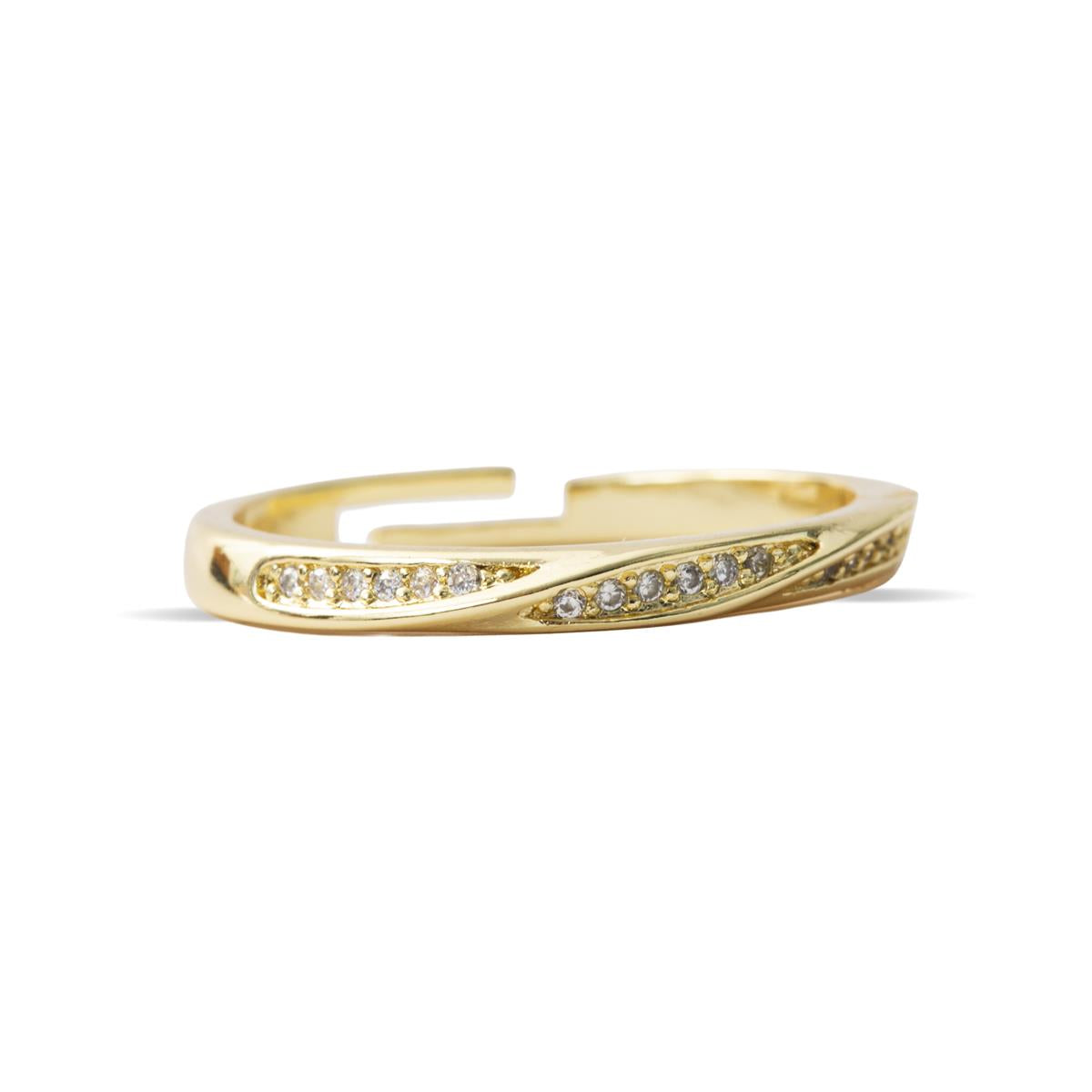Brilliant Zirconia Ring in 18k Yellow Gold Finish - Frebal