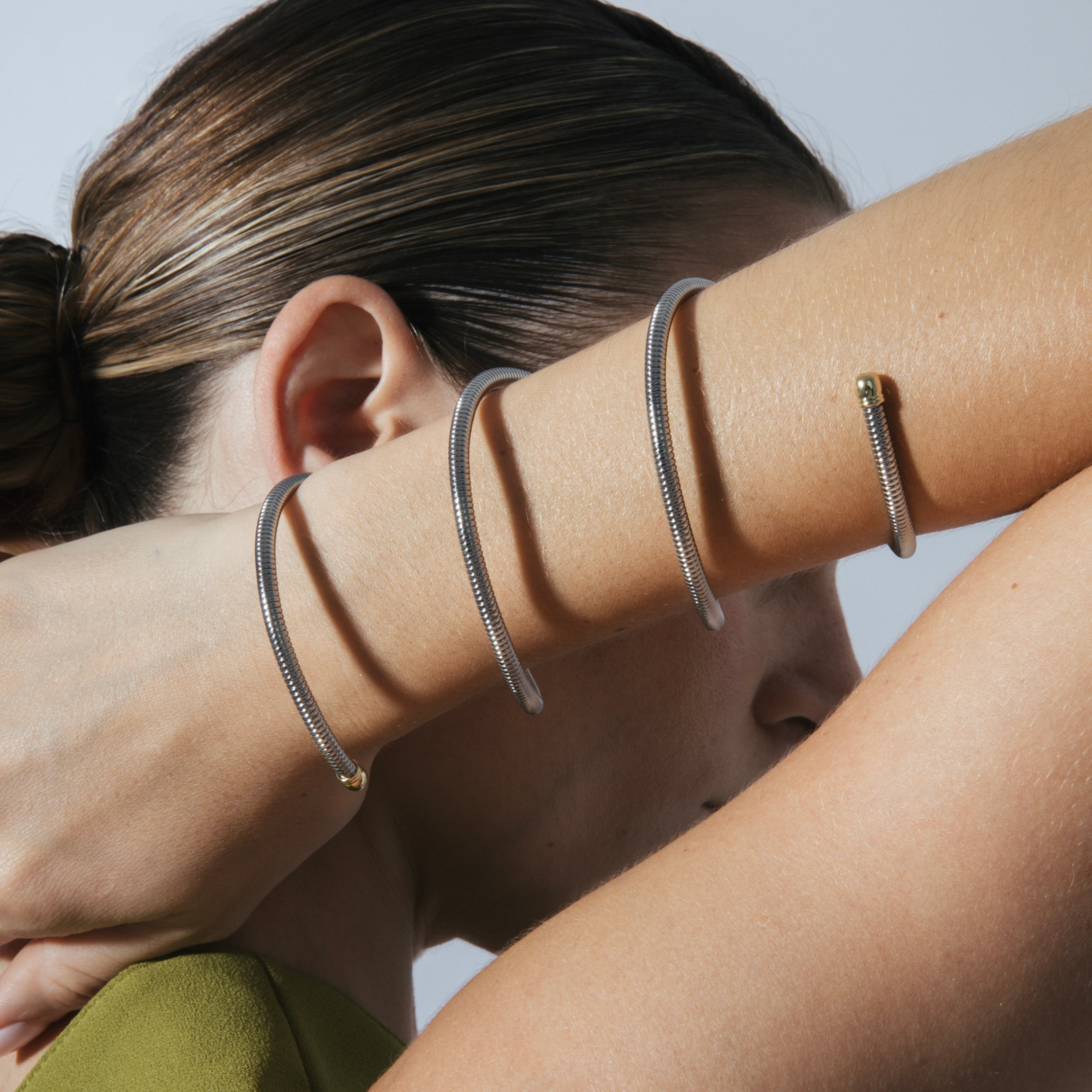 Rhodium, 18K Yellow and Rose Gold plated bracelet - Thaura