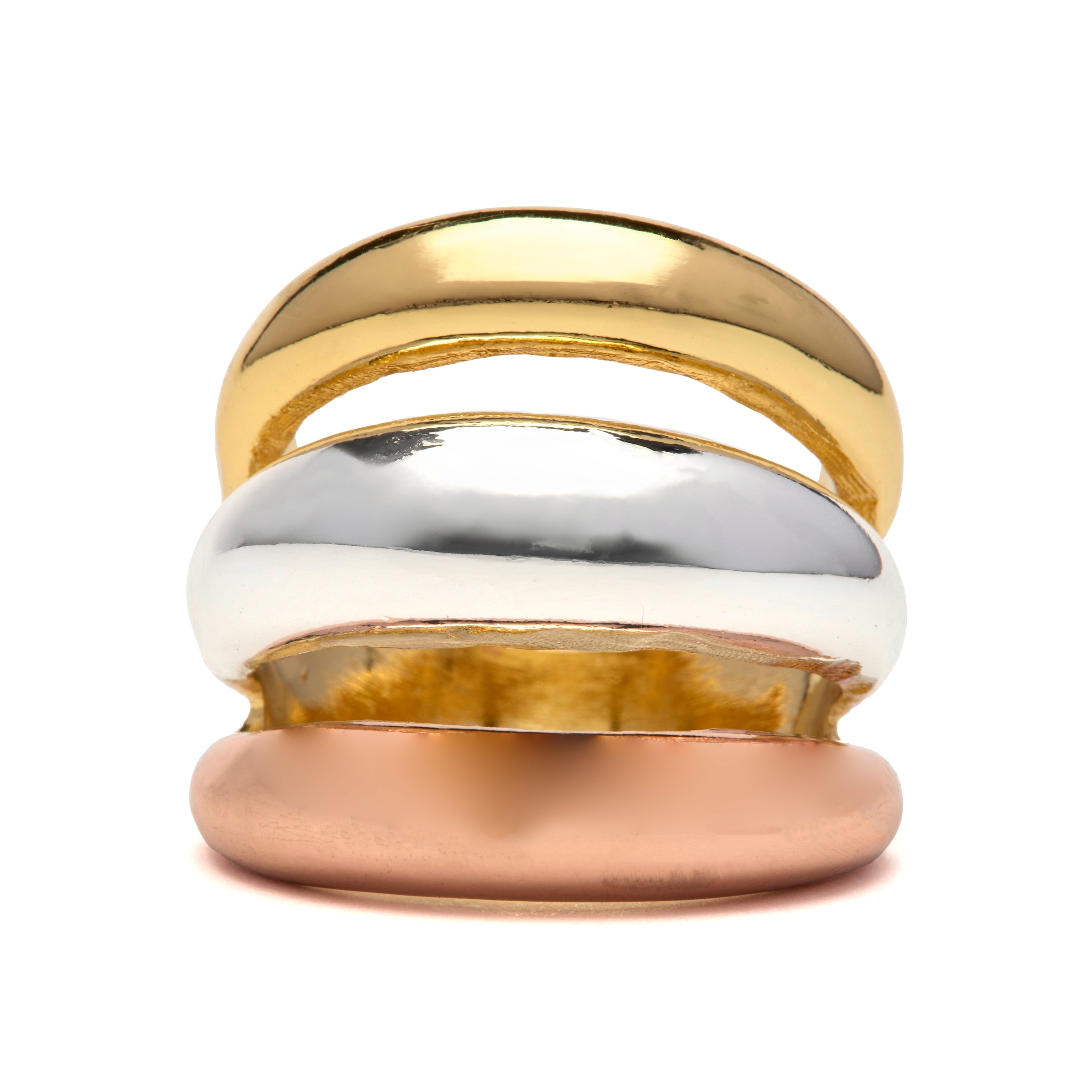 Rhodium, 18k yellow and rose gold finished ring - Simsi