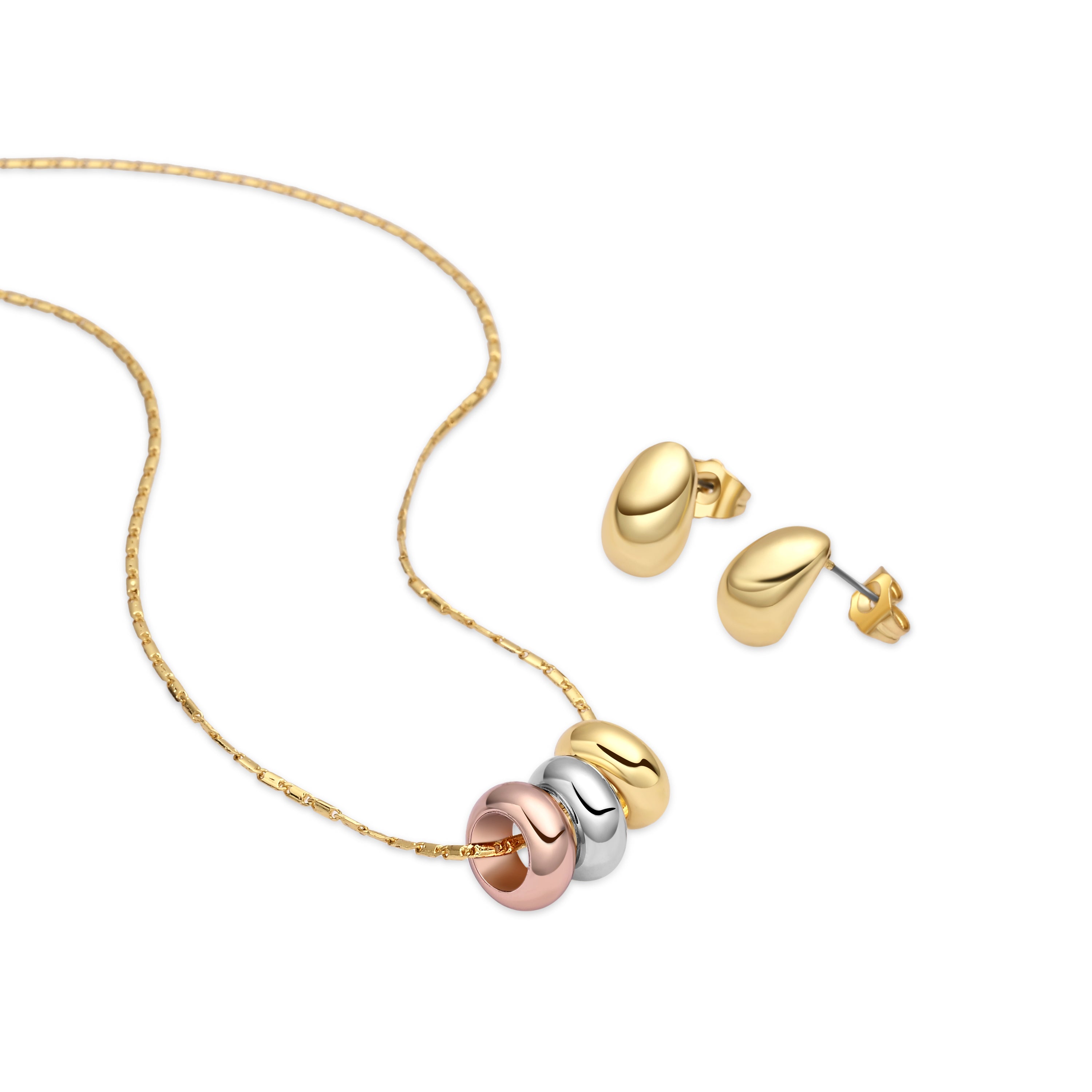 Set acabado plata, oro rosa y amarillo 18k - Khak