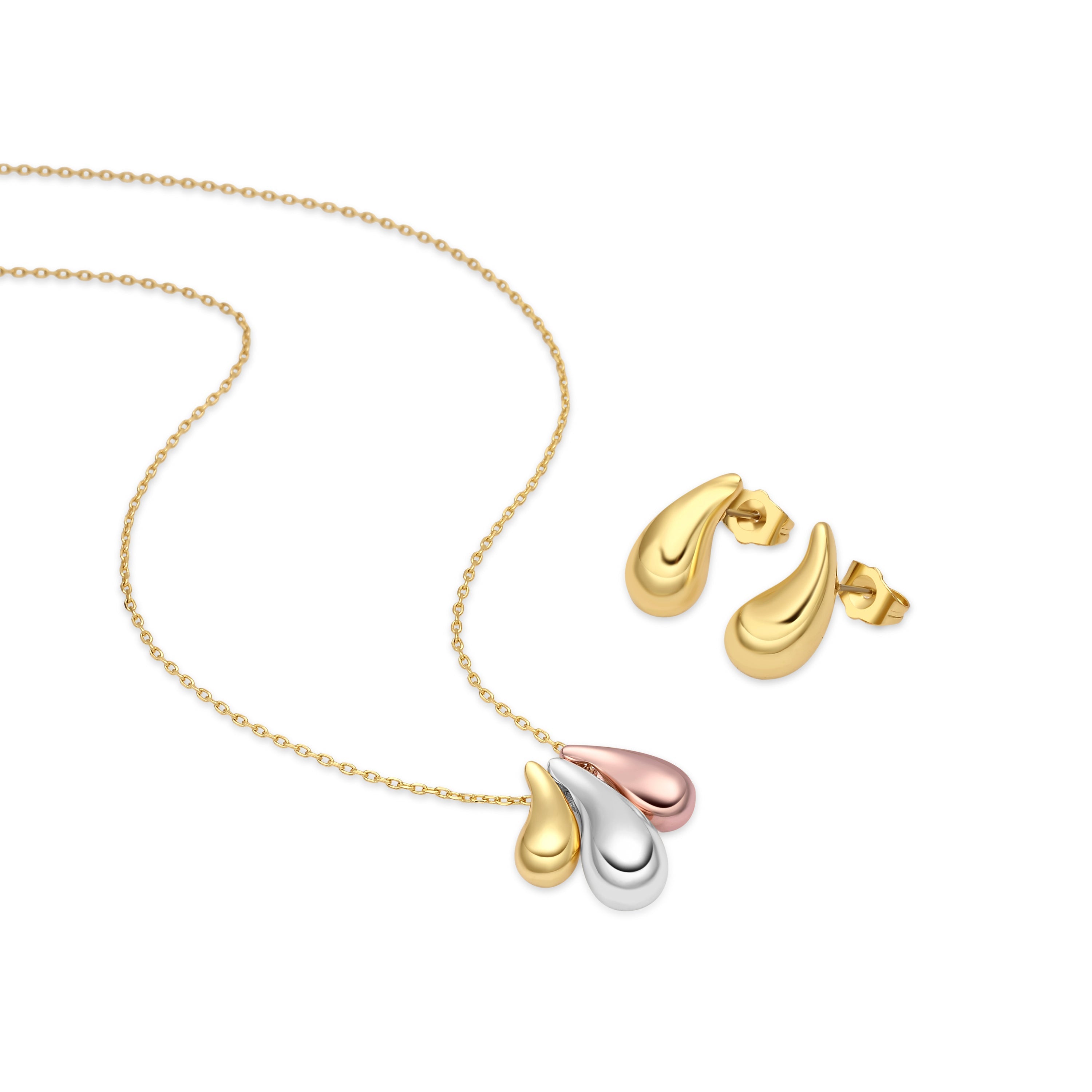 18k Rose Gold, Yellow Gold, and Silver-Finished Set - Necon