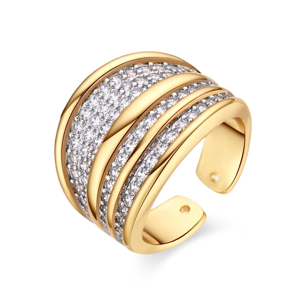 18k Yellow Gold-Plated Dazzling Zircon Ring - Hika