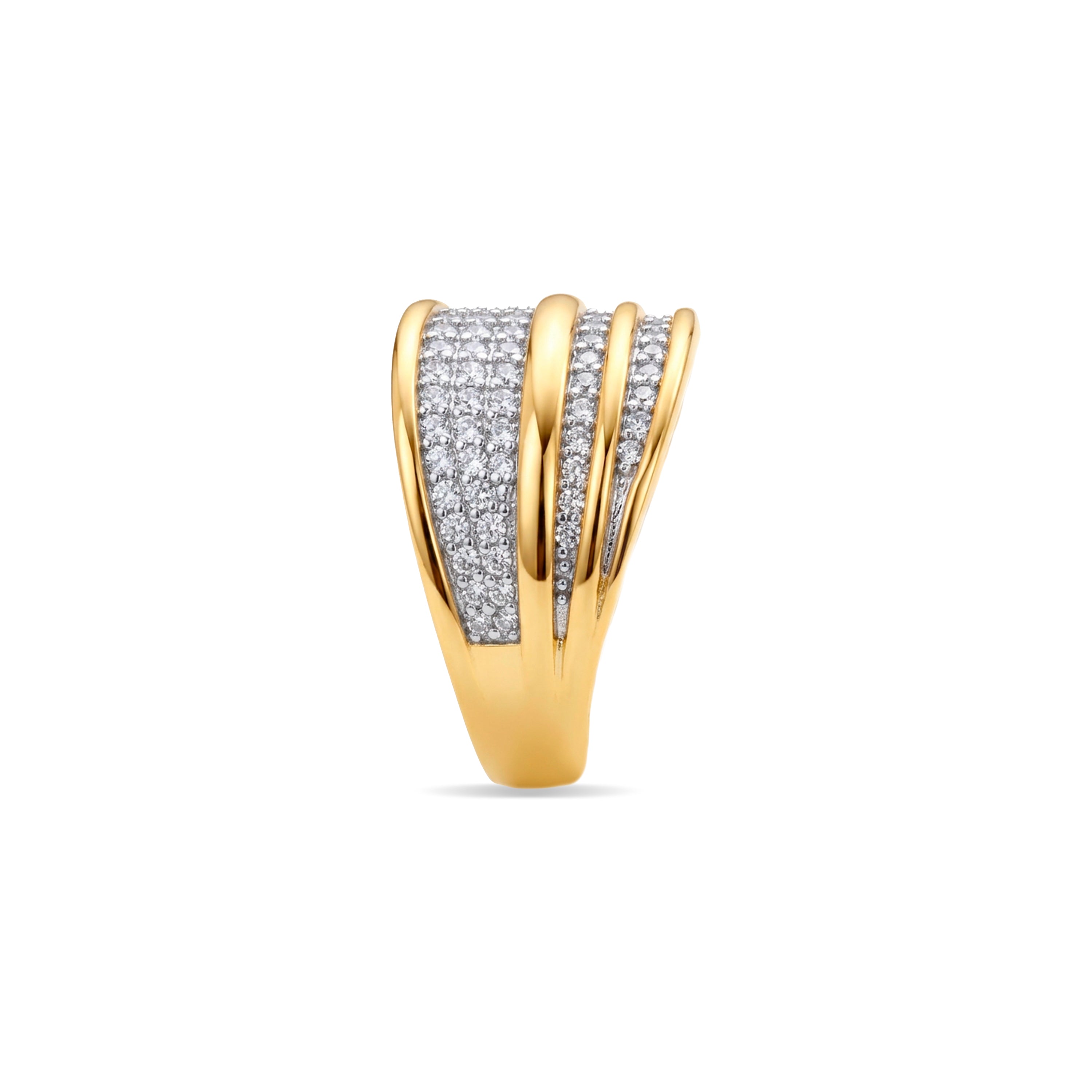 18k Yellow Gold-Plated Dazzling Zircon Ring - Hika