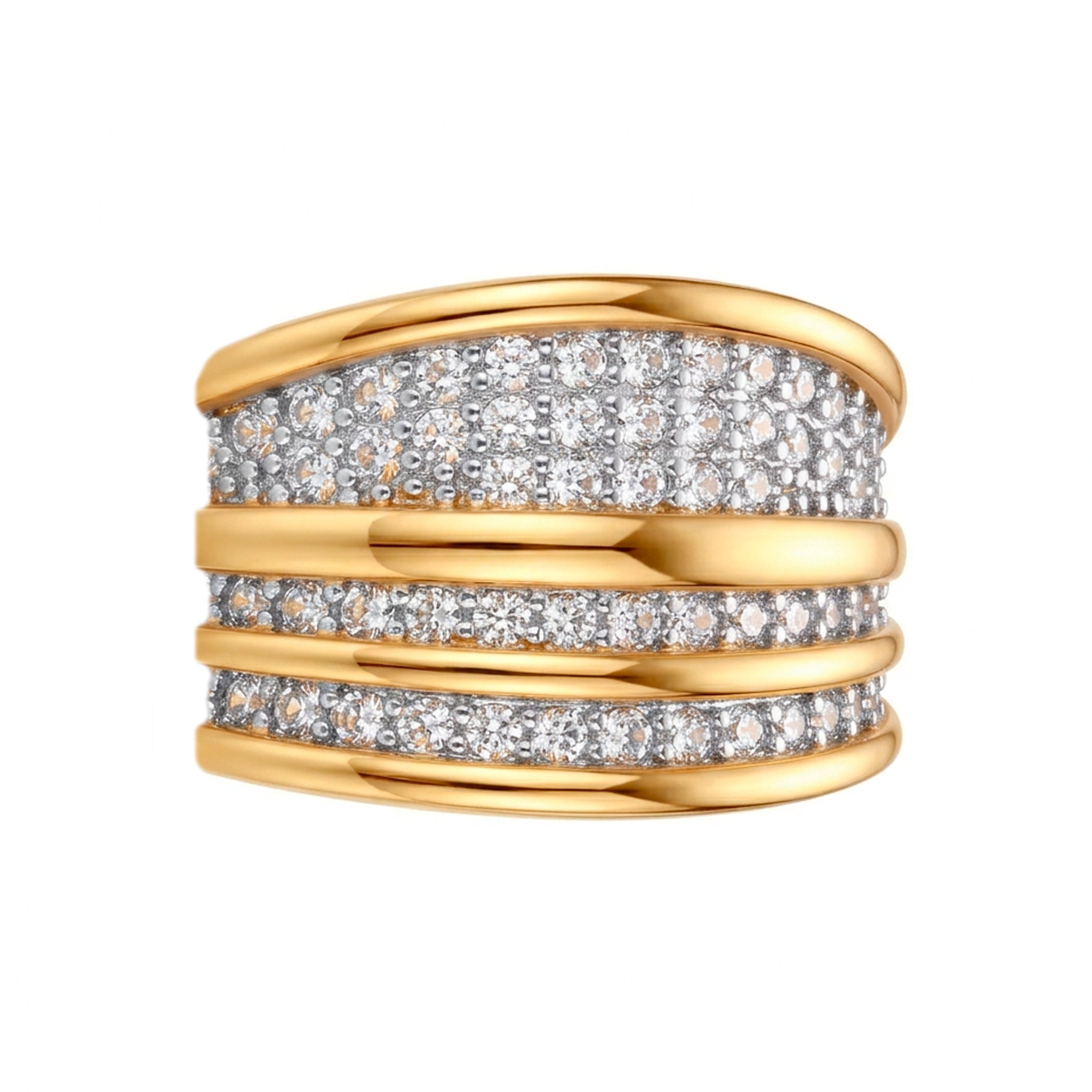 18k Yellow Gold-Plated Dazzling Zircon Ring - Hika