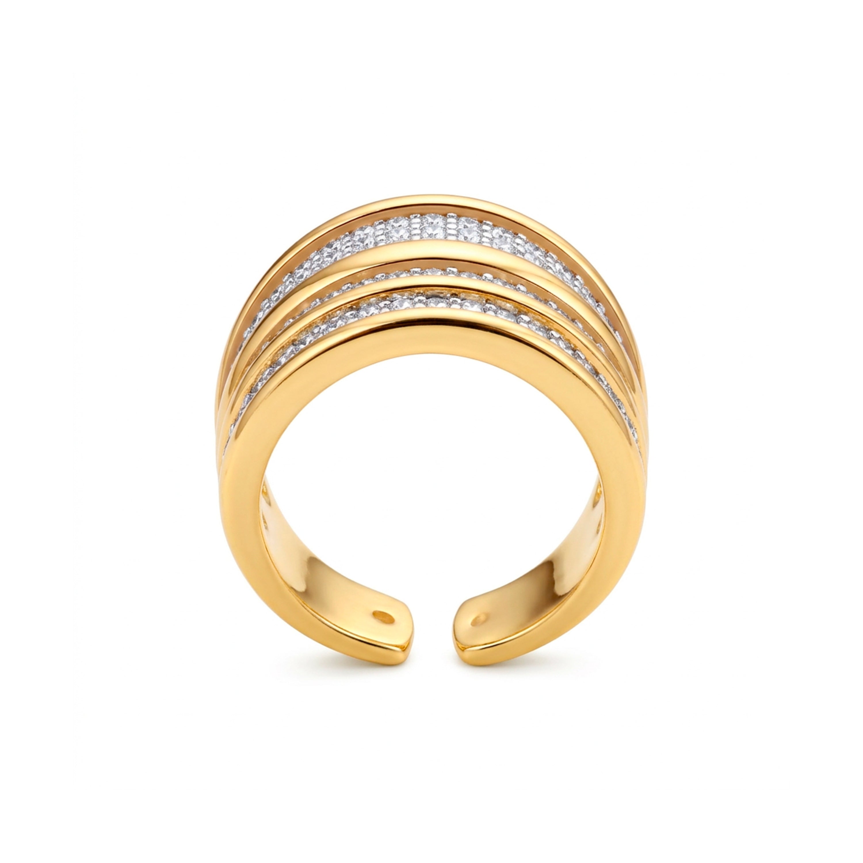 18k Yellow Gold-Plated Dazzling Zircon Ring - Hika